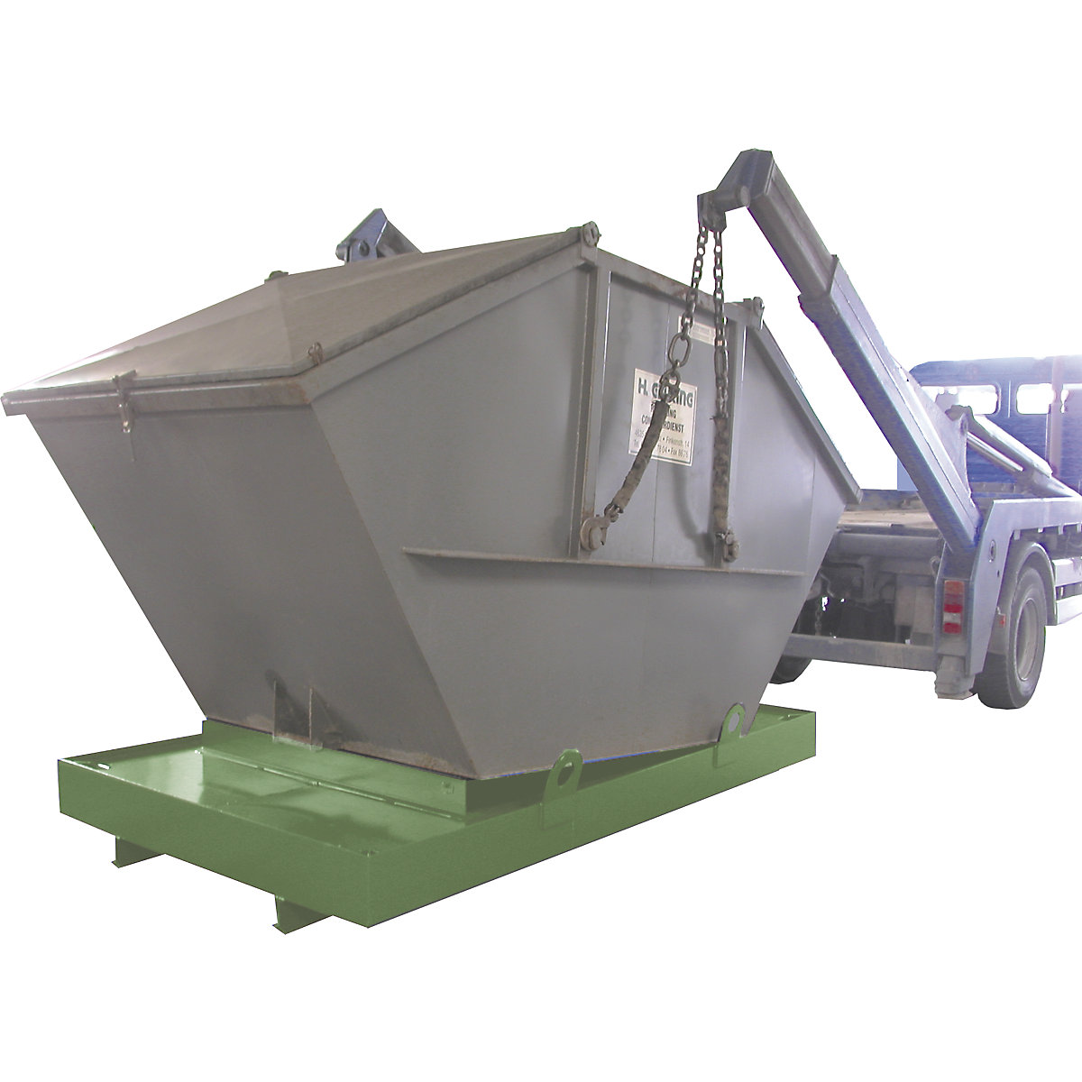 Vasca di raccolta per container da appoggio – eurokraft pro, per container da appoggio, capacità di raccolta 850 l, verde-0