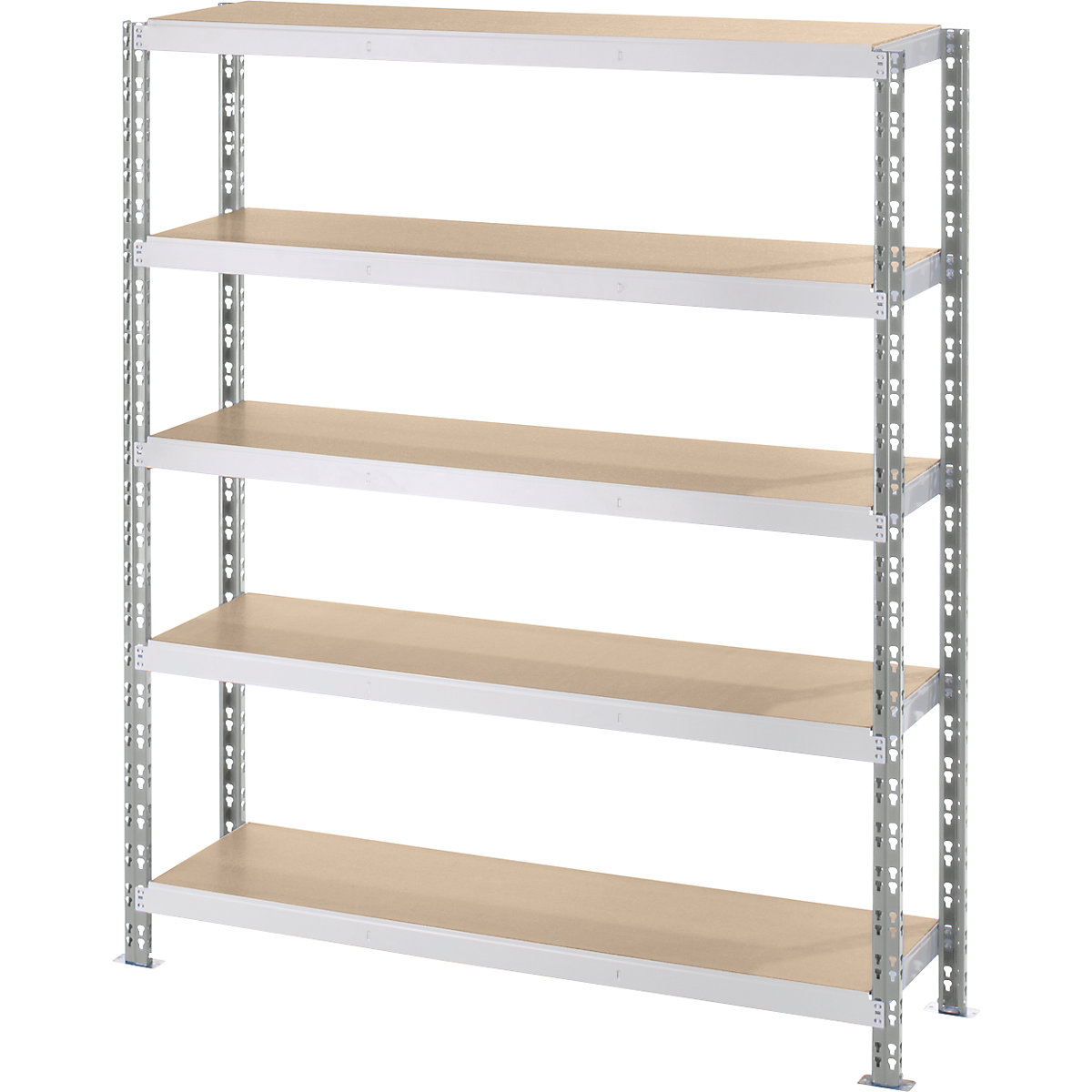 Scaffale a innesto a campata larga con ripiani in truciolato