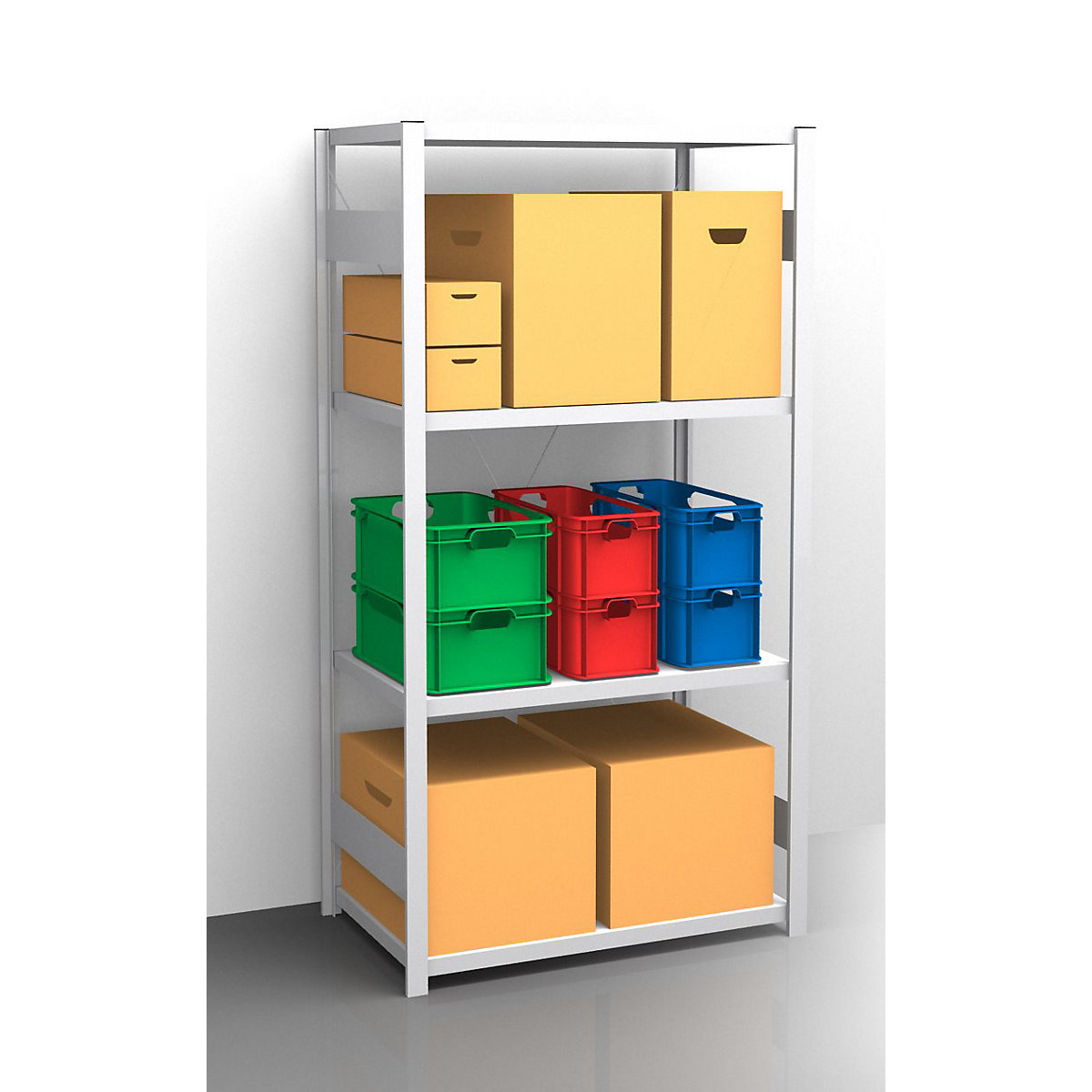 Scaffale a innesto a ripiani, zincato – eurokraft pro (Foto prodotto 4)-3