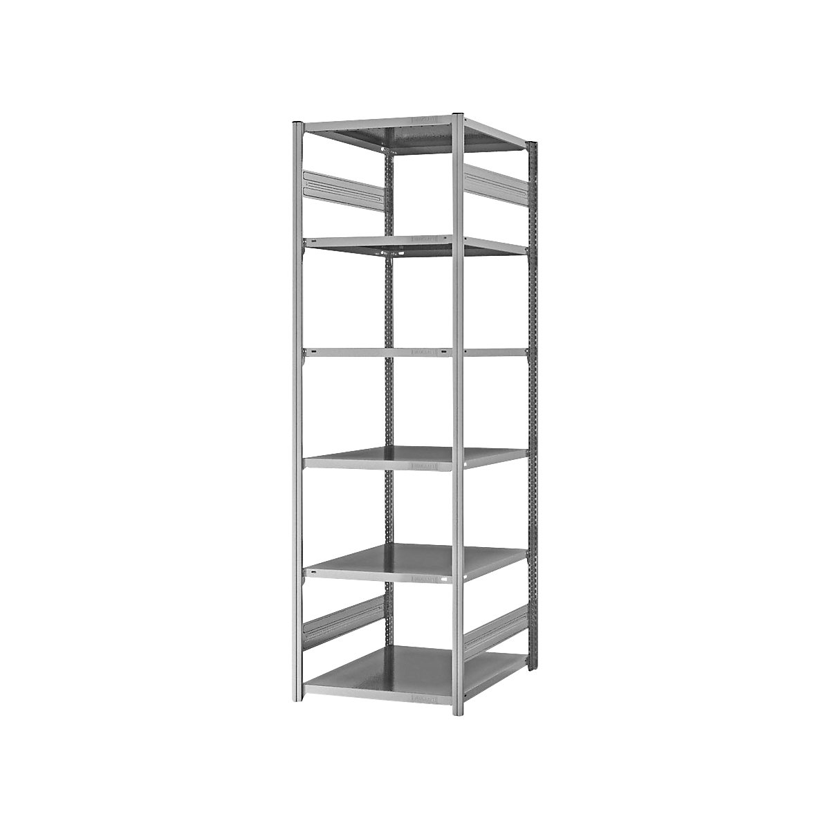 Scaffale a innesto, struttura leggera – eurokraft pro, a doppio lato, alt. x largh. x prof. 2500 x 750 x 800 mm, zincato, scaffale portante-119