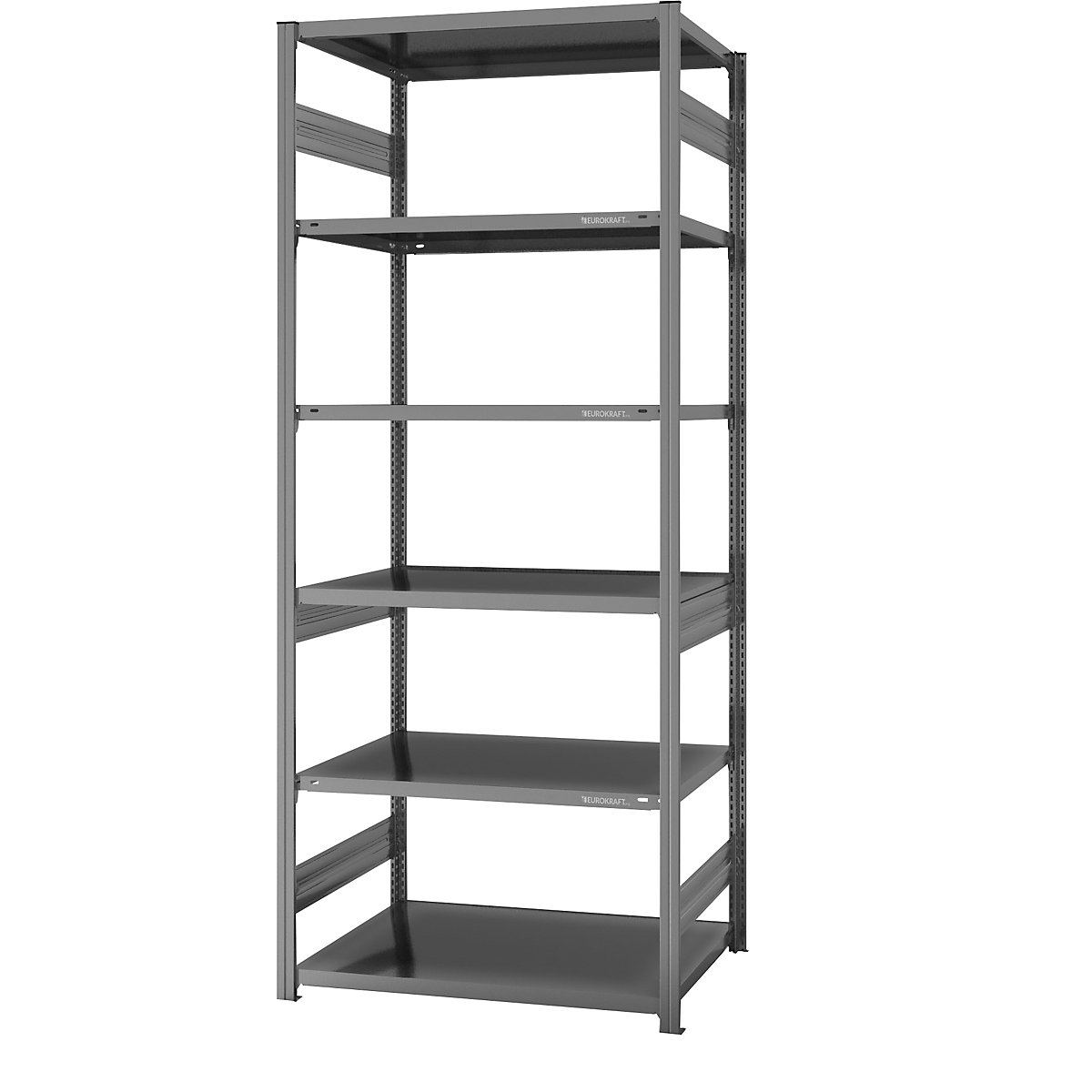 Scaffale a innesto, struttura medio-pesante – eurokraft pro, a doppio lato, alt. x largh. x prof. 2500 x 1000 x 800 mm, zincato, scaffale di base-62