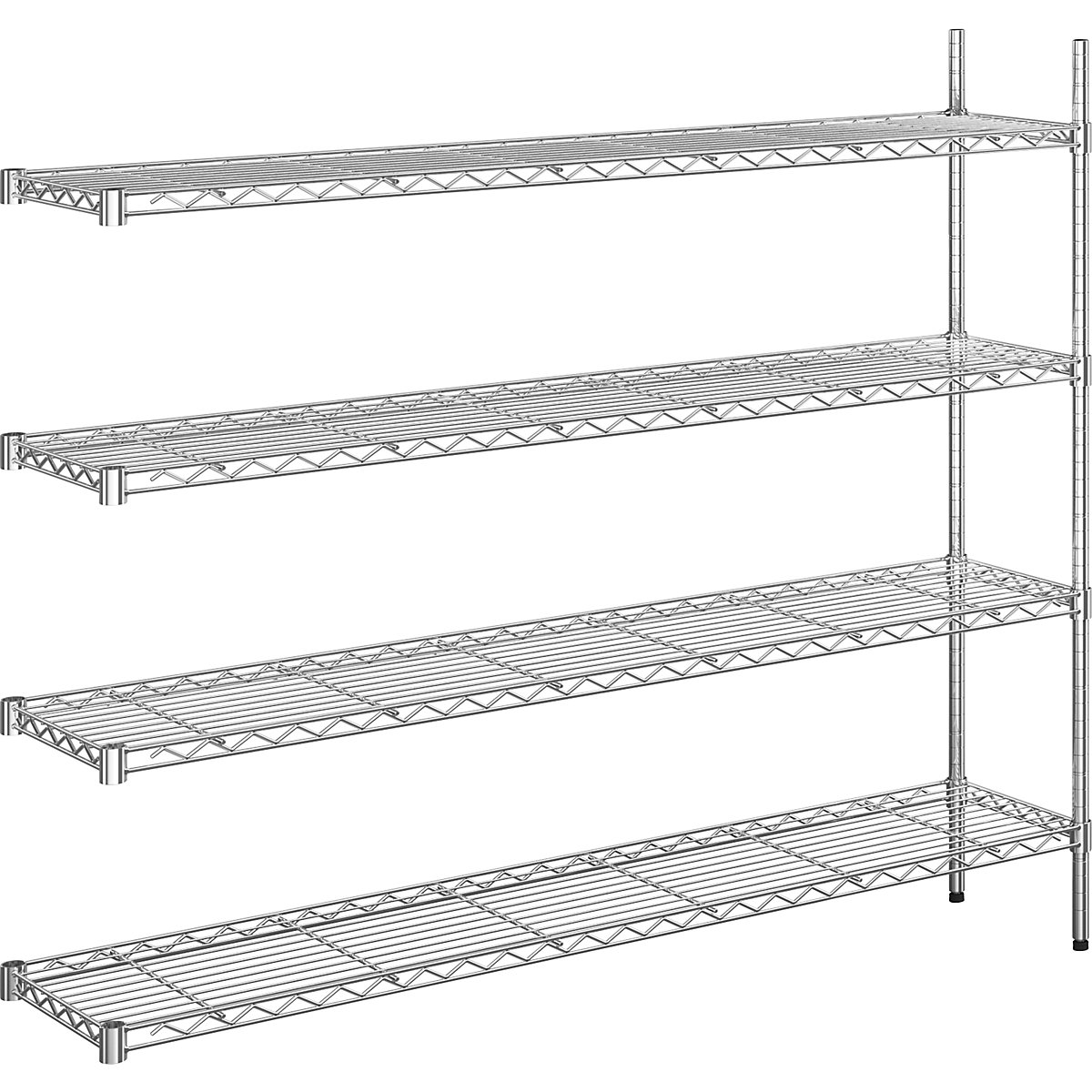 Scaffale grigliato in filo d'acciaio, cromato