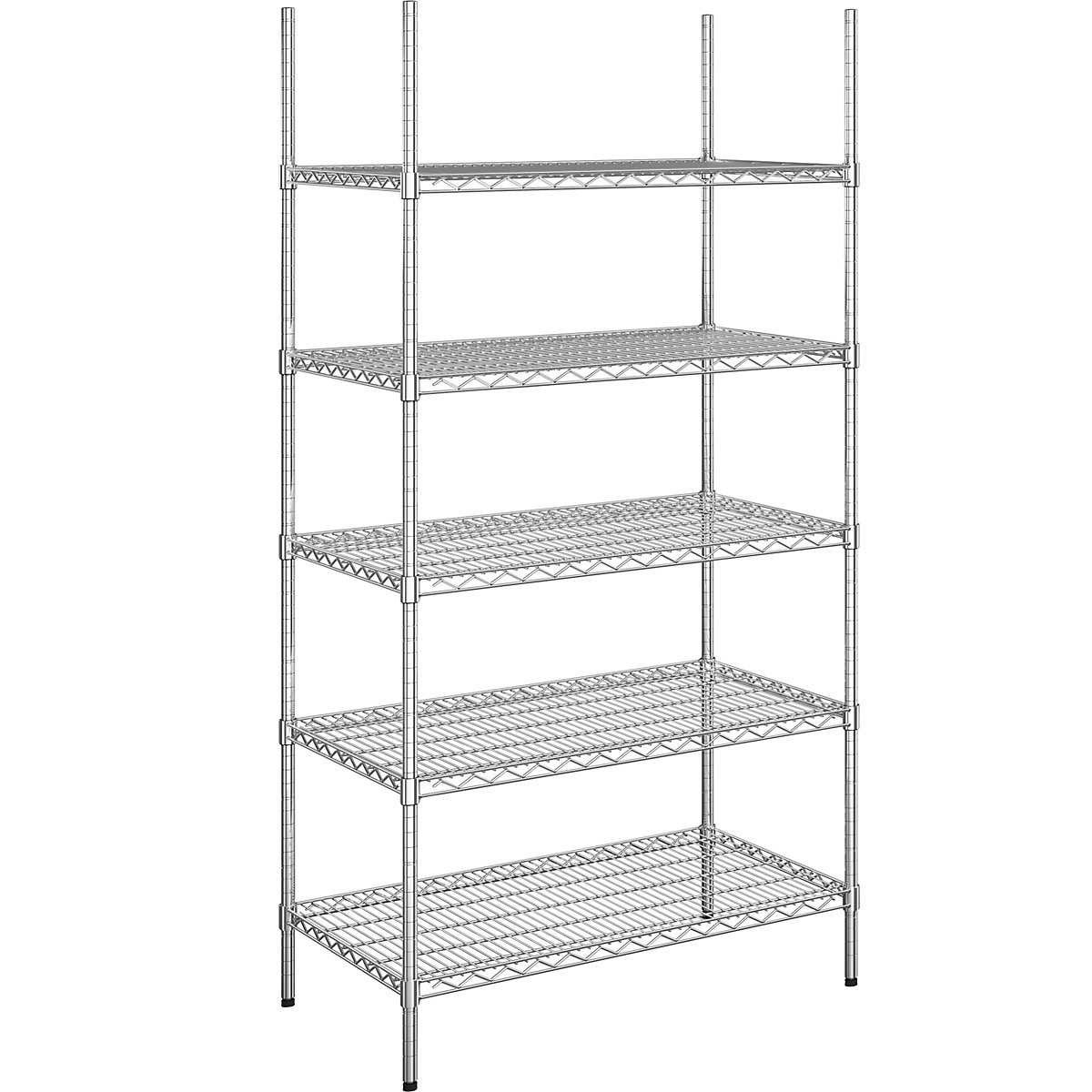 Scaffale grigliato in filo d'acciaio, cromato