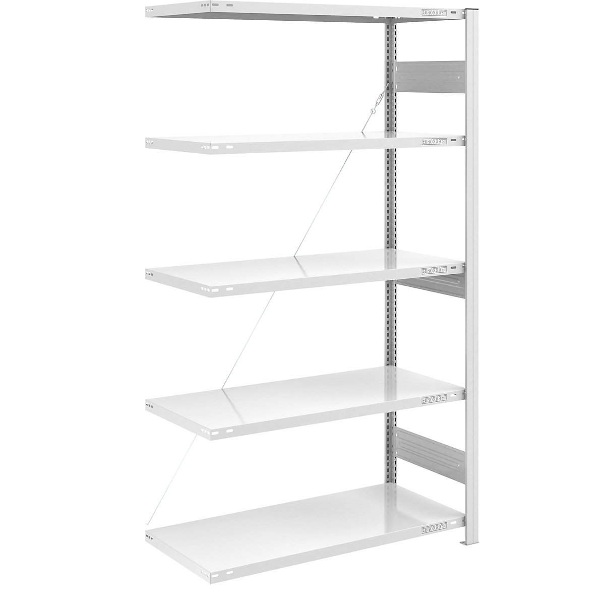 Scaffale a innesto per carichi pesanti – eurokraft pro, monolaterale, alt. x largh. x prof. 2000 x 1000 x 600 mm, grigio, scaffale aggiuntivo-57
