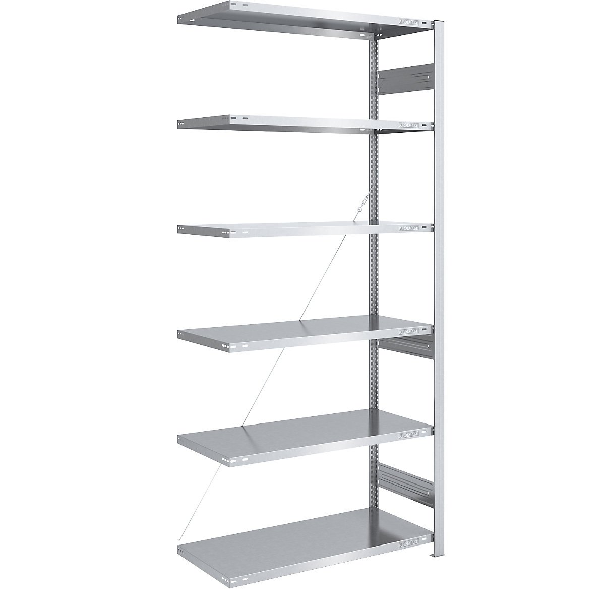 Scaffale a innesto per carichi pesanti – eurokraft pro, monolaterale, alt. x largh. x prof. 2500 x 1000 x 600 mm, zincato, scaffale aggiuntivo-53