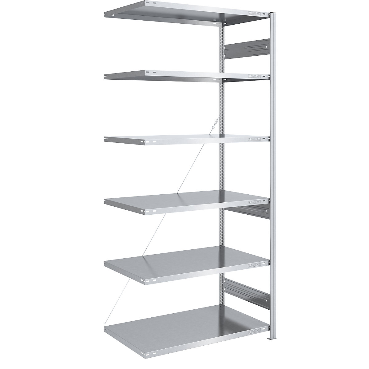 Scaffale a innesto per carichi pesanti – eurokraft pro, monolaterale, alt. x largh. x prof. 2500 x 1000 x 800 mm, zincato, scaffale aggiuntivo-109