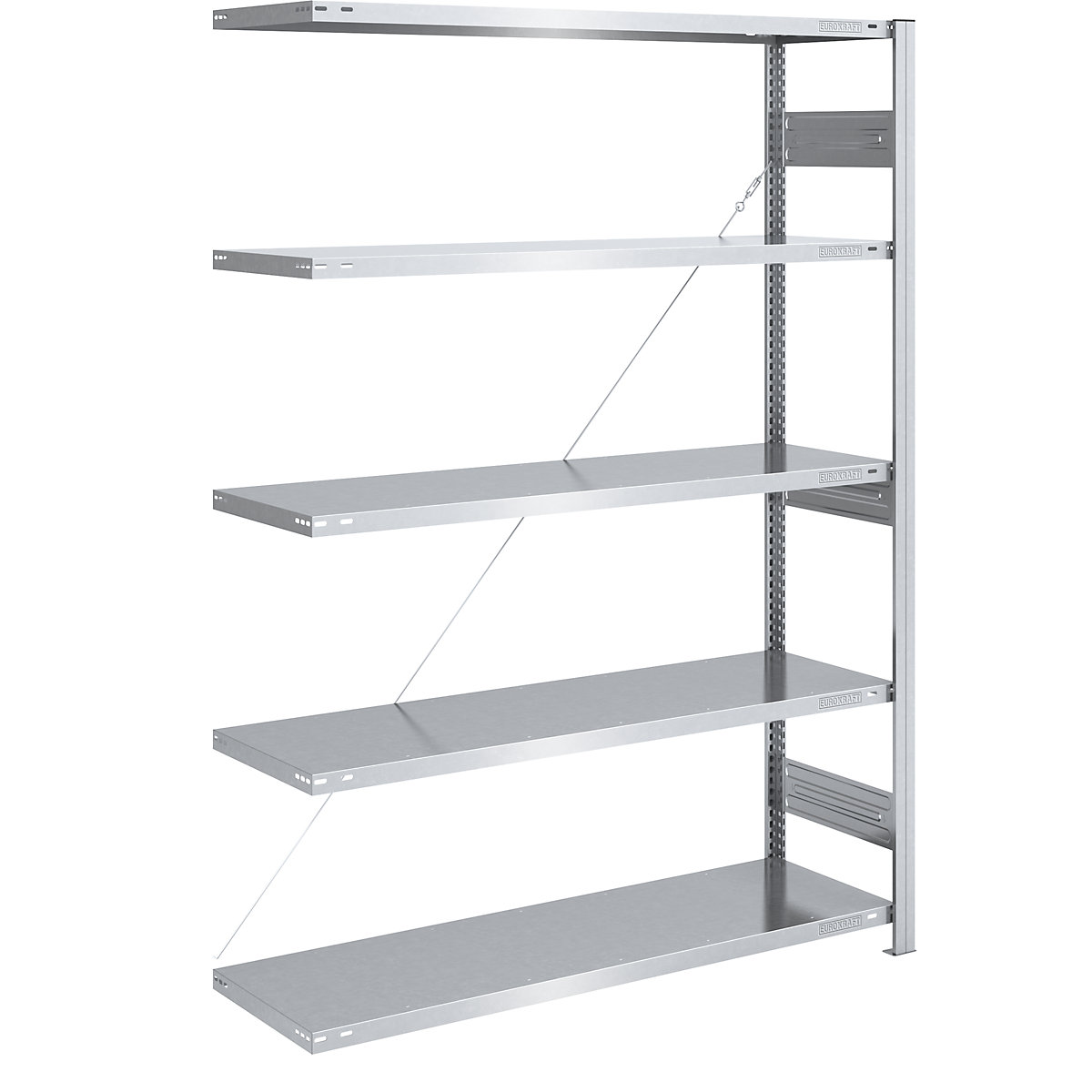 Scaffale a innesto per carichi pesanti – eurokraft pro, monolaterale, alt. x largh. x prof. 2000 x 1300 x 500 mm, zincato, scaffale aggiuntivo-116