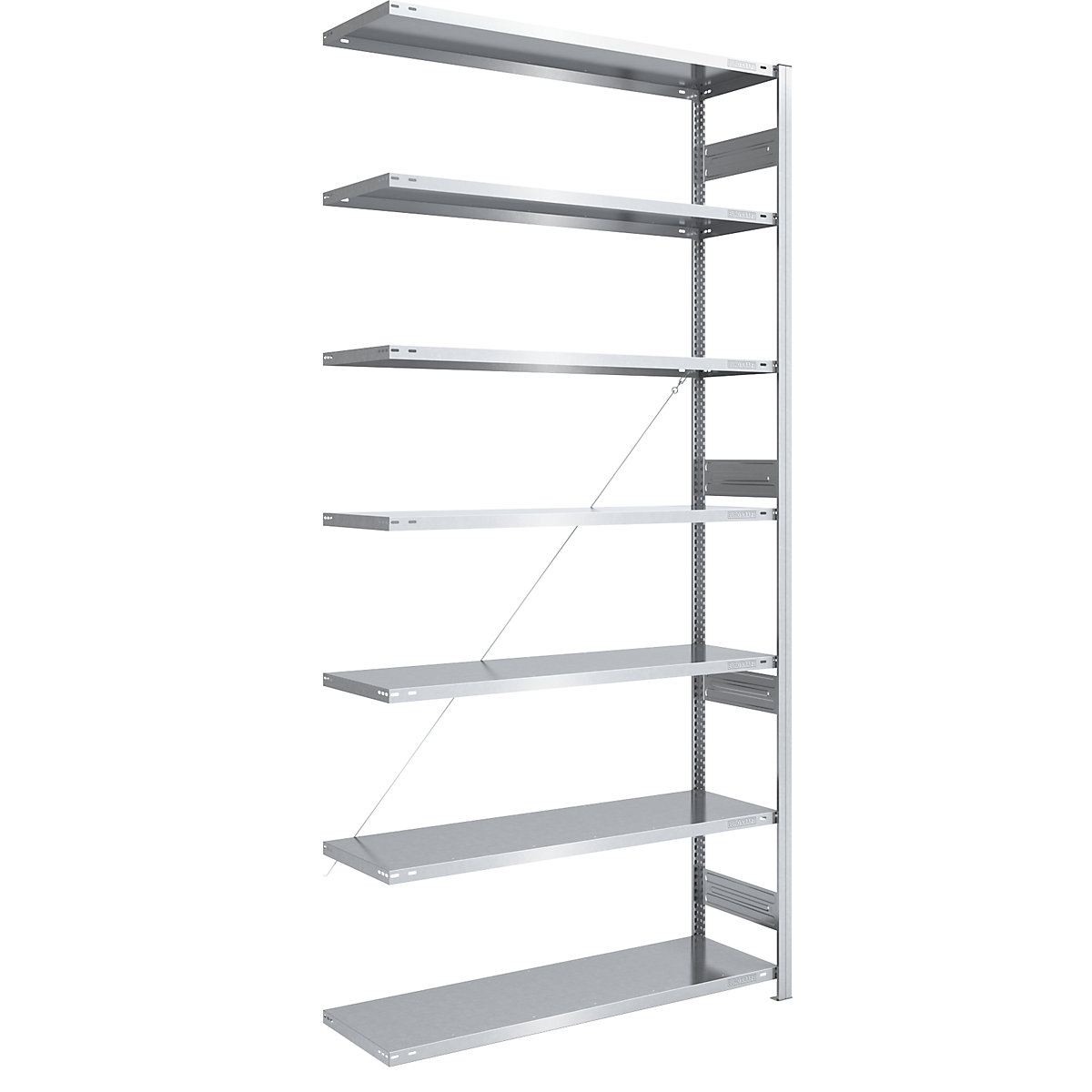 Scaffale a innesto per carichi pesanti – eurokraft pro, monolaterale, alt. x largh. x prof. 3000 x 1300 x 500 mm, zincato, scaffale aggiuntivo-90