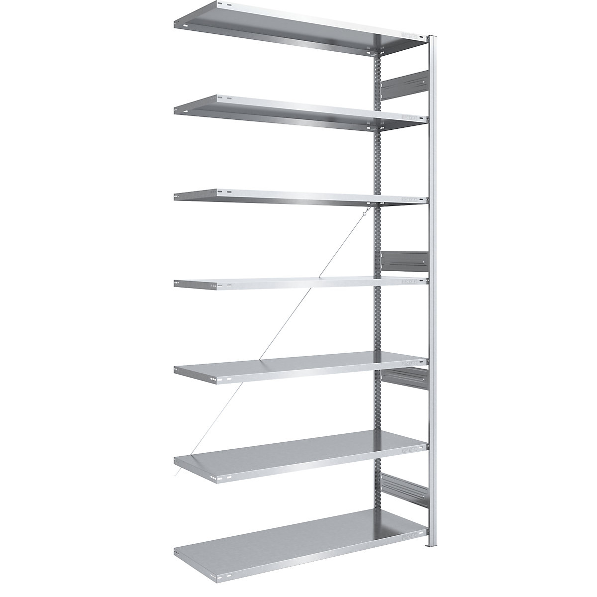 Scaffale a innesto per carichi pesanti – eurokraft pro, monolaterale, alt. x largh. x prof. 3000 x 1300 x 600 mm, zincato, scaffale aggiuntivo-107