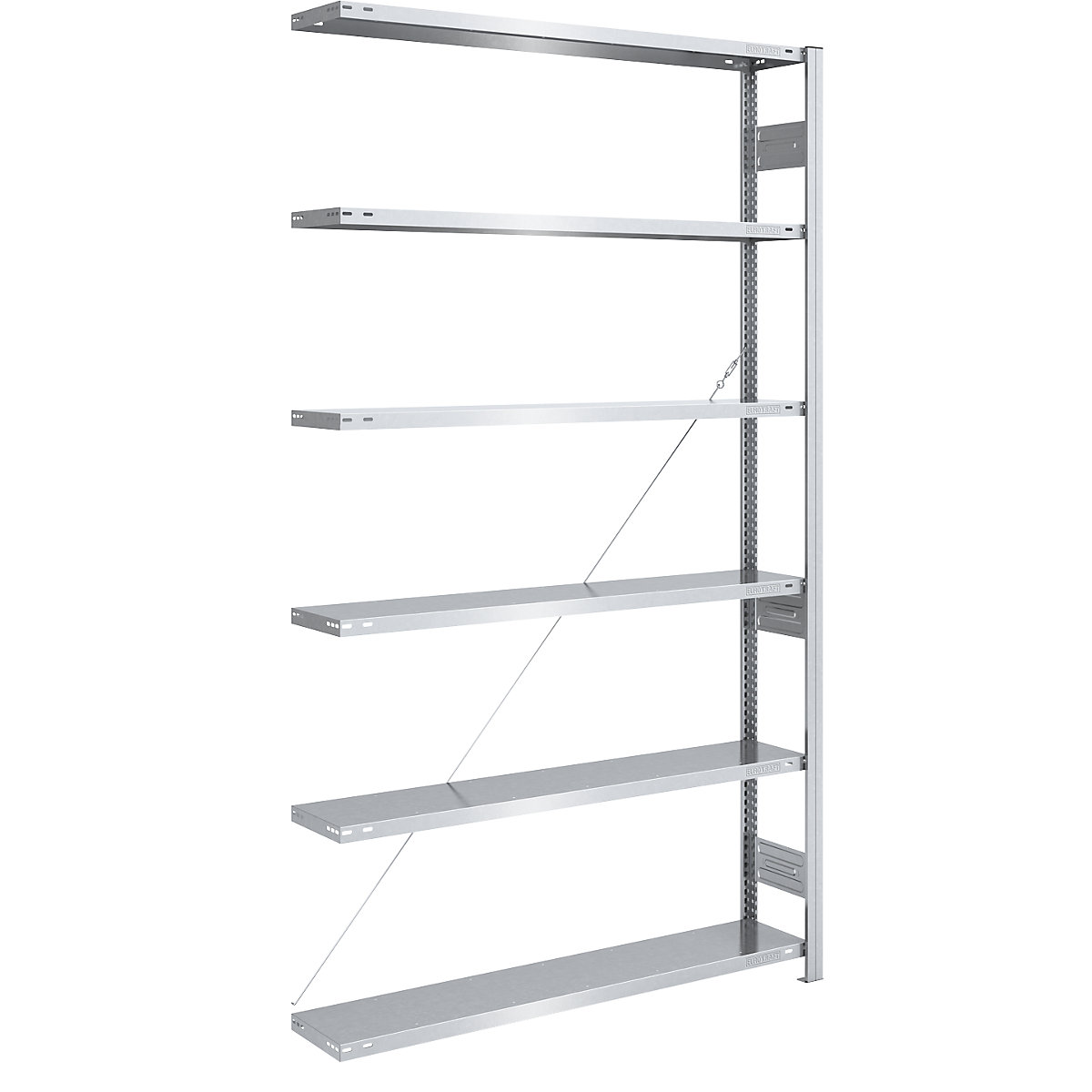 Scaffale a innesto per carichi pesanti – eurokraft pro, monolaterale, alt. x largh. x prof. 2500 x 1300 x 300 mm, zincato, scaffale aggiuntivo-94