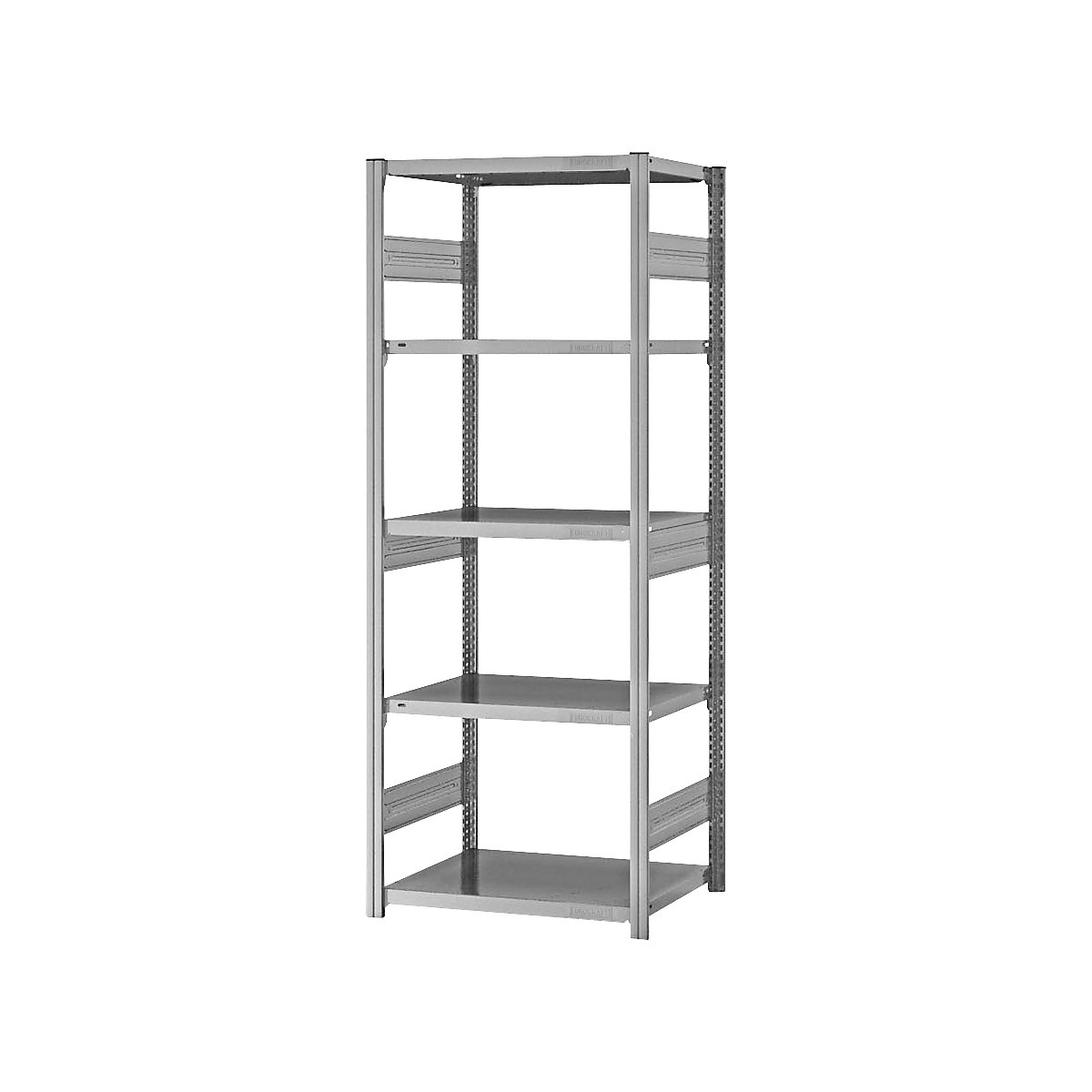 Scaffale a innesto per carichi pesanti – eurokraft pro, a doppio lato, alt. x largh. x prof. 2000 x 750 x 500 mm, zincato, scaffale portante-121