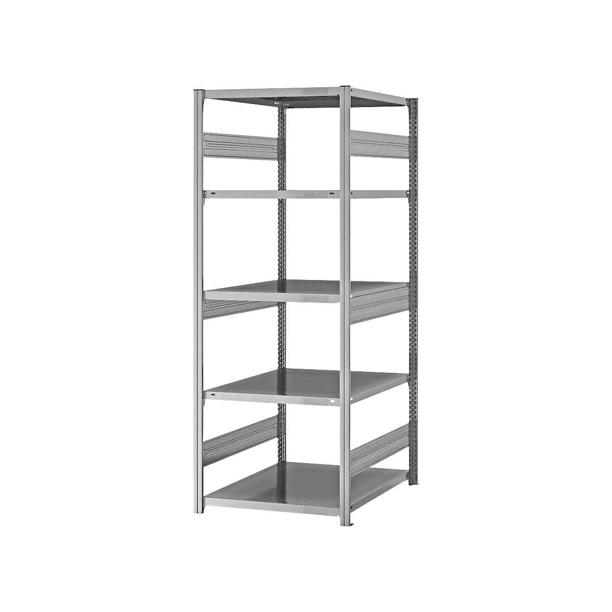 Scaffale a innesto per carichi pesanti – eurokraft pro, a doppio lato, alt. x largh. x prof. 2000 x 750 x 800 mm, zincato, scaffale portante-69