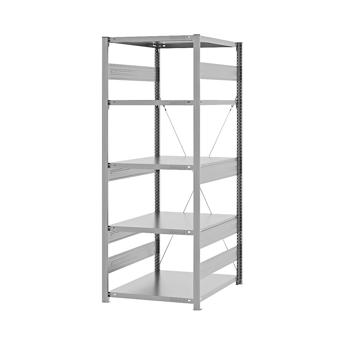 Scaffale a innesto per carichi pesanti – eurokraft pro, monolaterale, alt. x largh. x prof. 2000 x 750 x 800 mm, zincato, scaffale portante-123