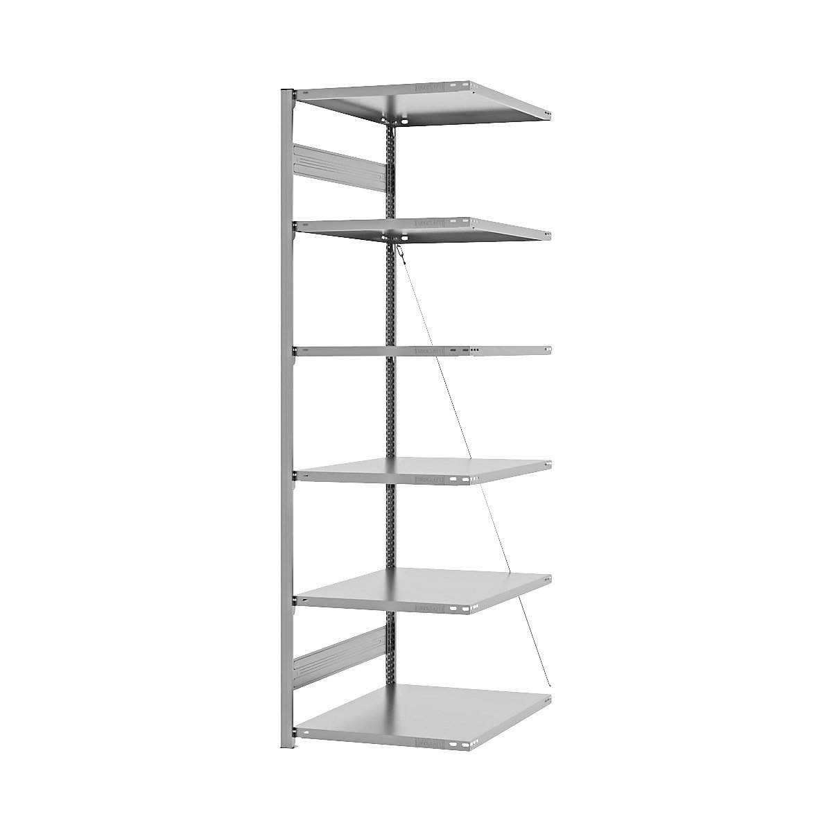 Scaffale a innesto per carichi pesanti – eurokraft pro, monolaterale, alt. x largh. x prof. 2500 x 750 x 800 mm, zincato, scaffale aggiuntivo-43