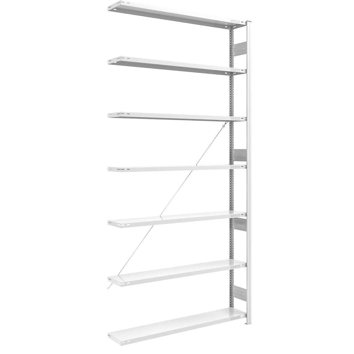 Scaffale a innesto per carichi pesanti, zincato – eurokraft pro, altezza scaffale 2000 mm, scaffale aggiuntivo, largh. x prof. 1300 x 300 mm-45