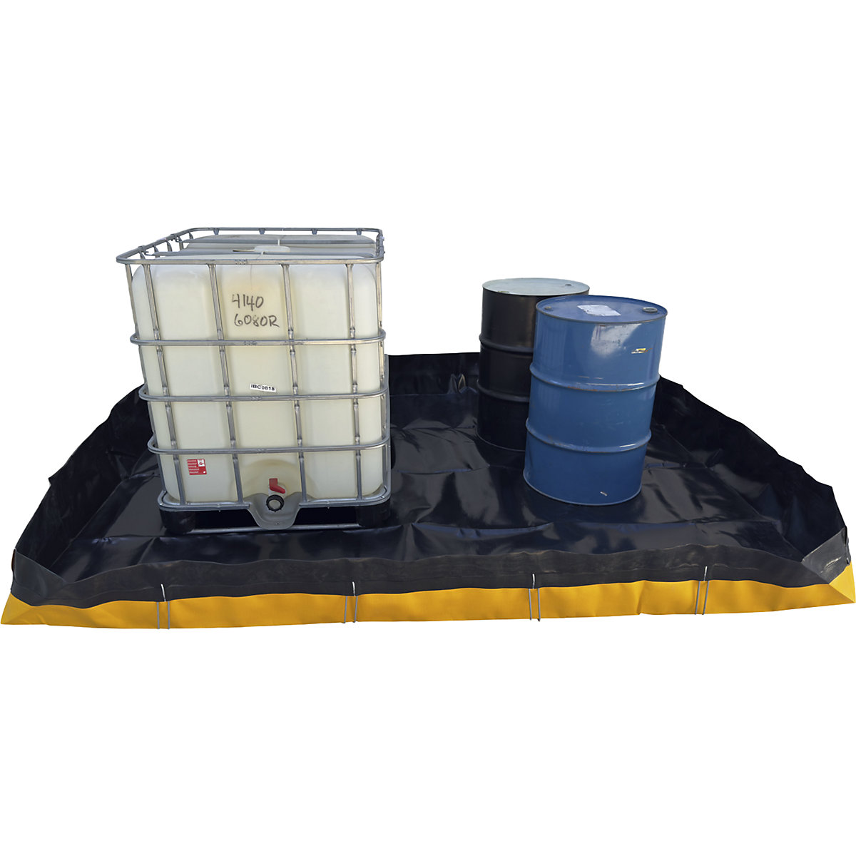 Vană de captare, pliabilă – eurokraft basic, PE, negru/galben, capacitate de captare 2160 l-0