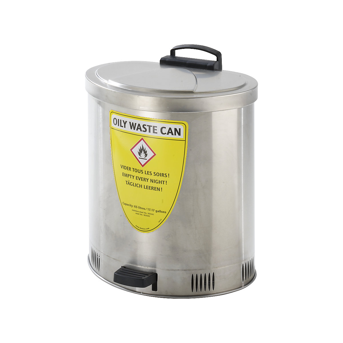 Recipient de siguranță pentru eliminare cu capac cu închidere automată, din inox, volum 65 l-0