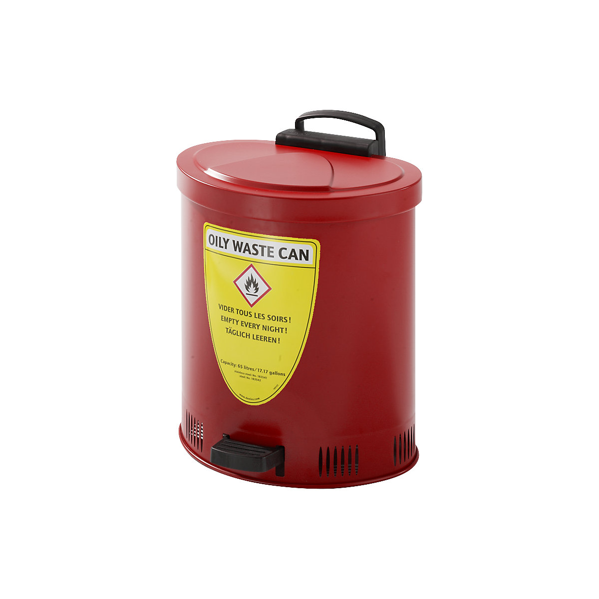 Recipiente de segurança para resíduos com tampa de fecho automático, em chapa de aço, volume 35 l-0