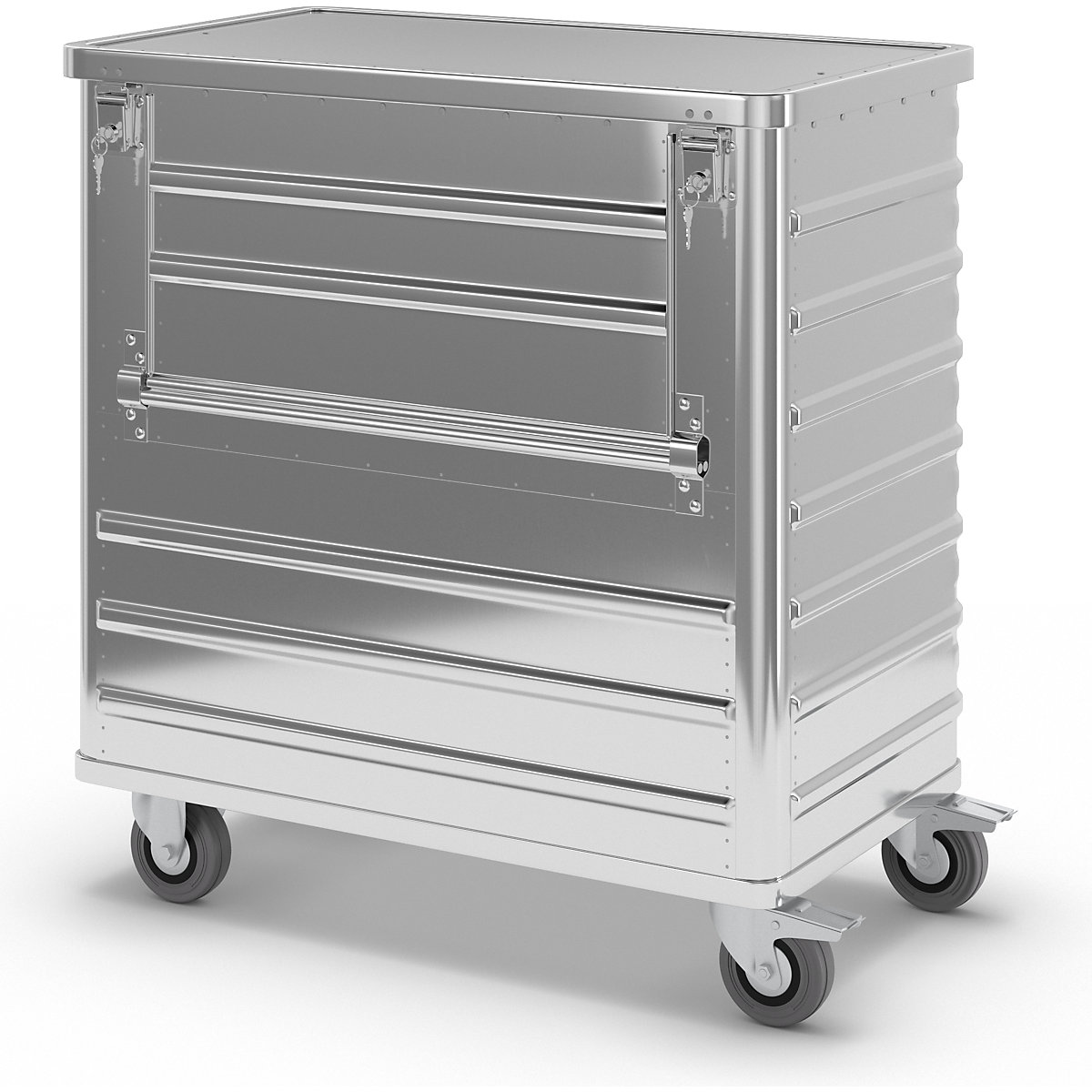 Chariot-caisse en aluminium à panneau latéral rabattable – Gmöhling (Illustration du produit 5)-4