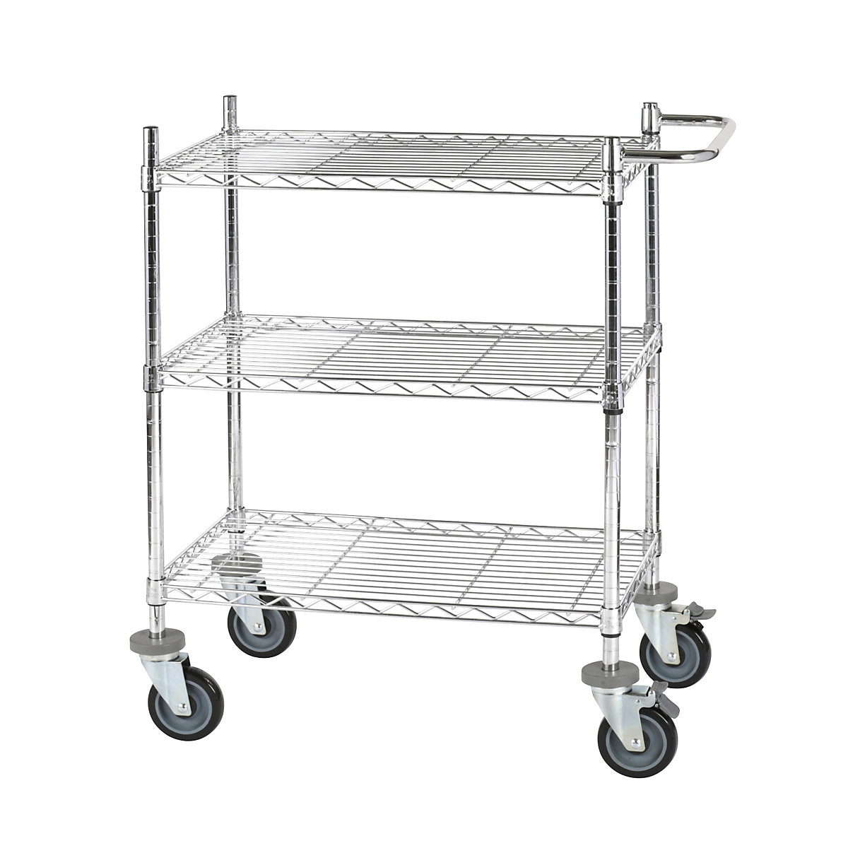 Chariot à plateaux en fil métallique chromé