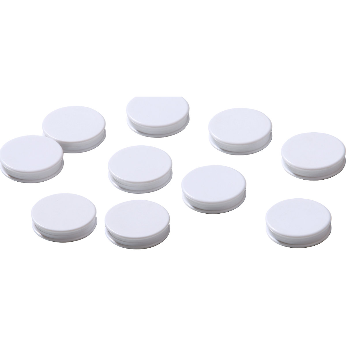 Plot magnétique pour tableaux en verre / blancs, lot de 10, Ø 25 mm, blanc, avec capuchon en plastique-0