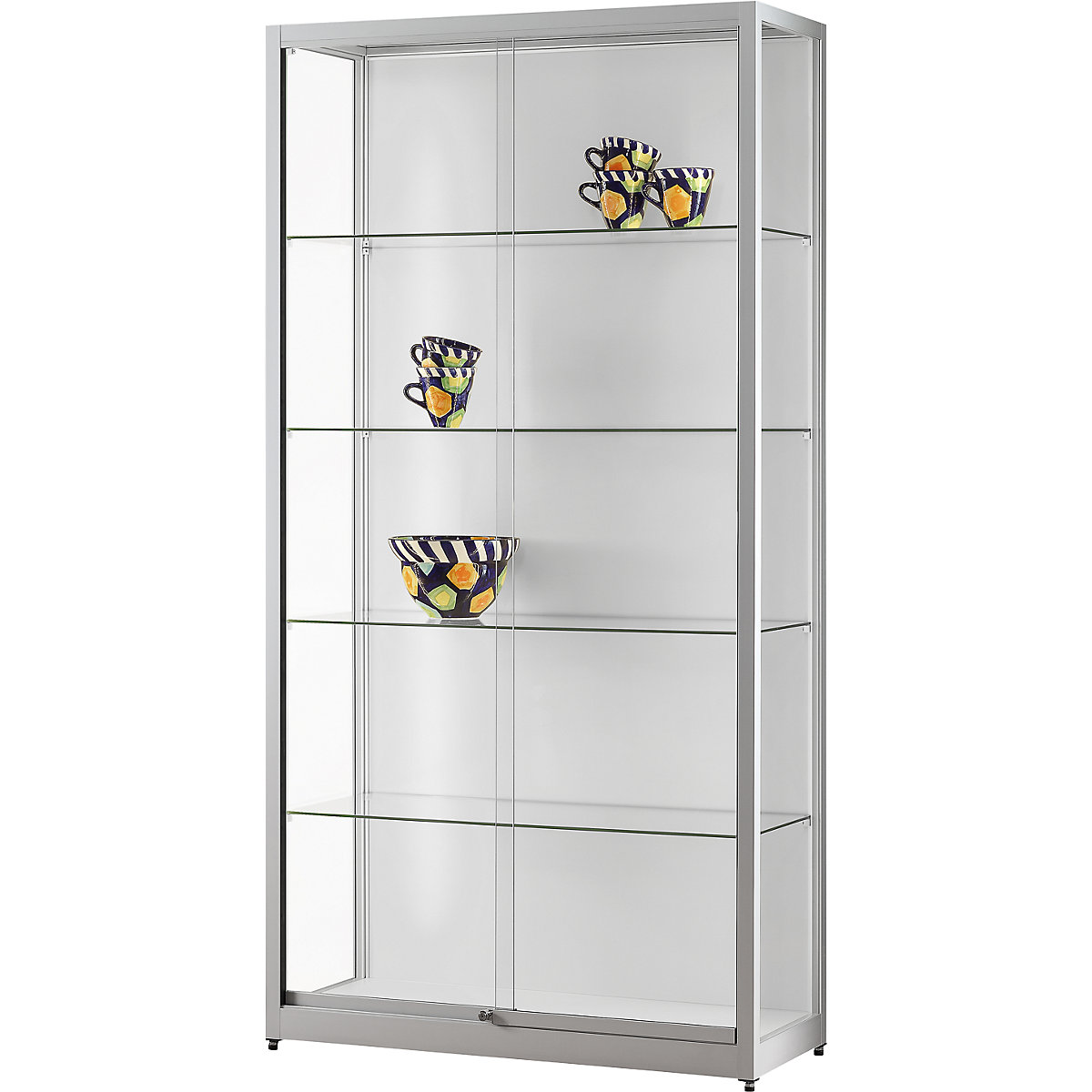 Vitrine avec éclairage à diodes LED, hauteur 1972 mm, portes coulissantes, largeur 1000 mm, sans armoire inférieure-0