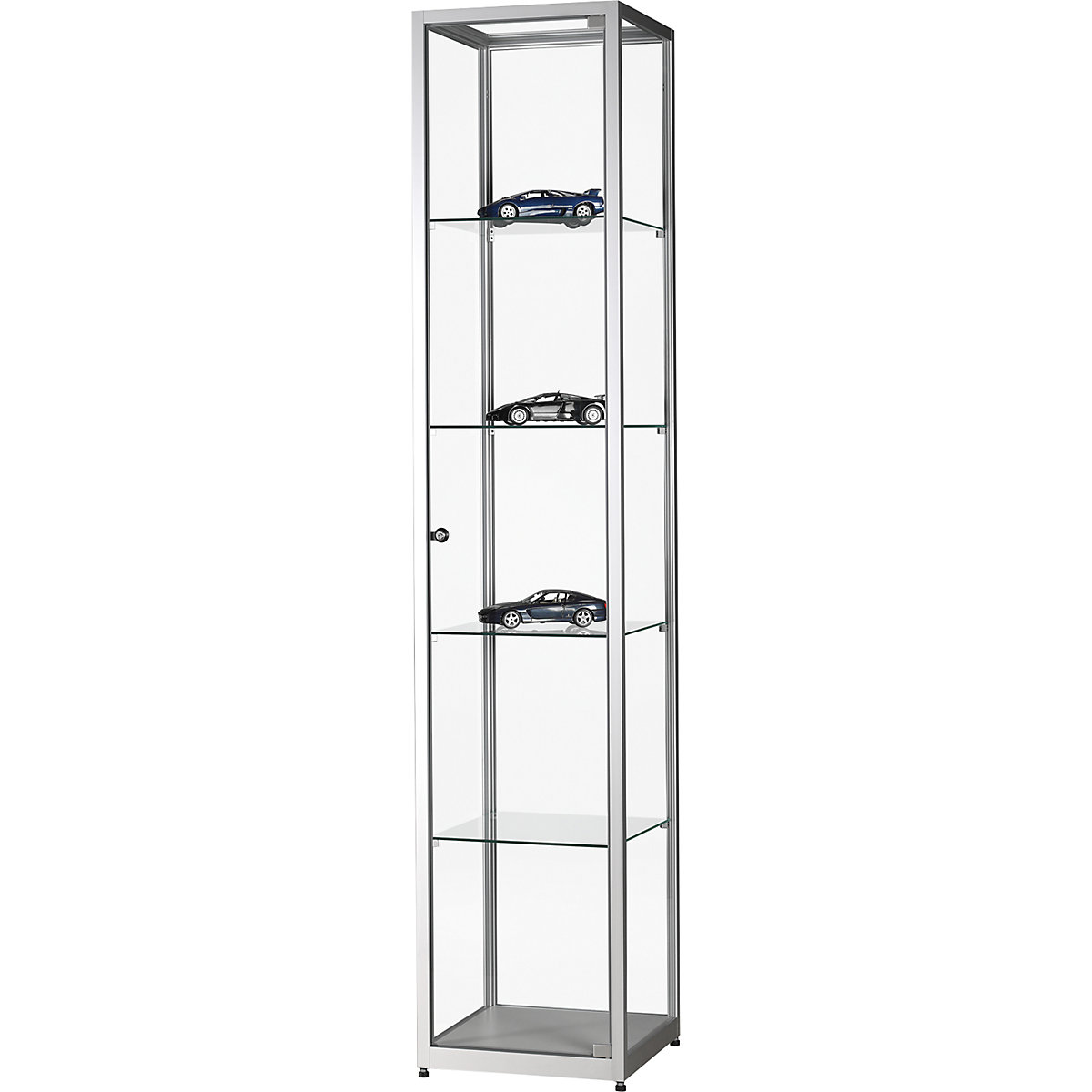Vitrine hauteur 1984 mm, sans éclairage, l x p 400 x 400 mm, forme carrée, argent-0