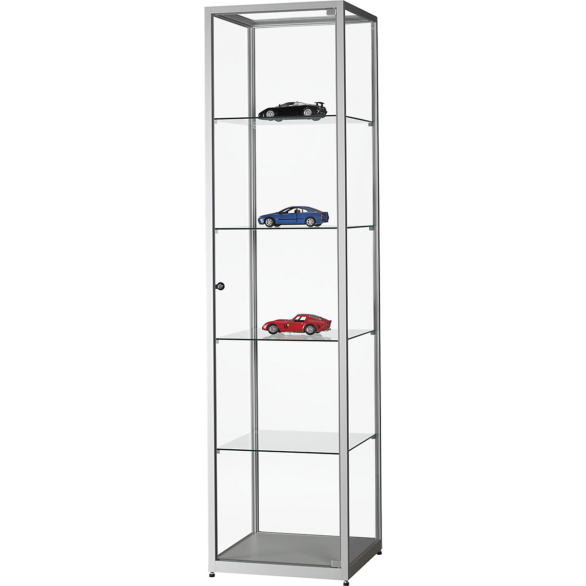 Vitrine hauteur 1984 mm, sans éclairage, l x p 500 x 500 mm, forme carrée, argent-0
