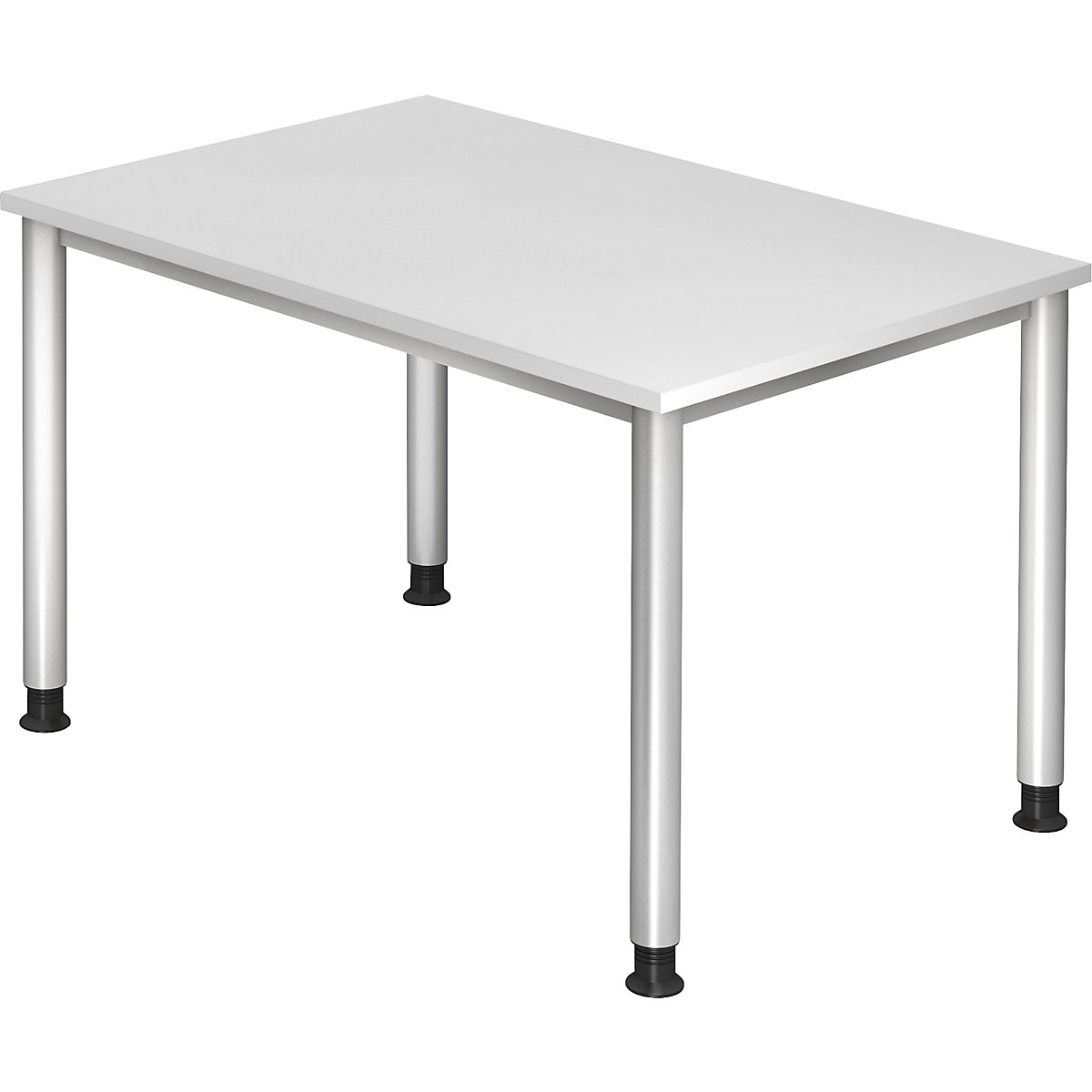 Biurko, wys. x głęb. 685 – 810 x 800 mm, 4 nogi z okrągłej rurki, szer. 1200 mm, srebrne aluminium / białe-0