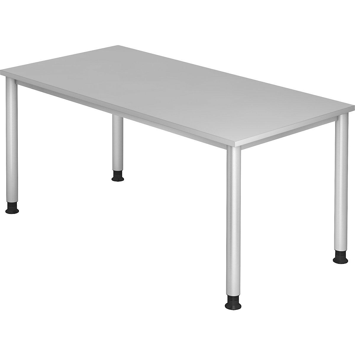Biurko, wys. x głęb. 685 – 810 x 800 mm, 4 nogi z okrągłej rurki, szer. 1600 mm, srebrne aluminium / jasnoszare-0