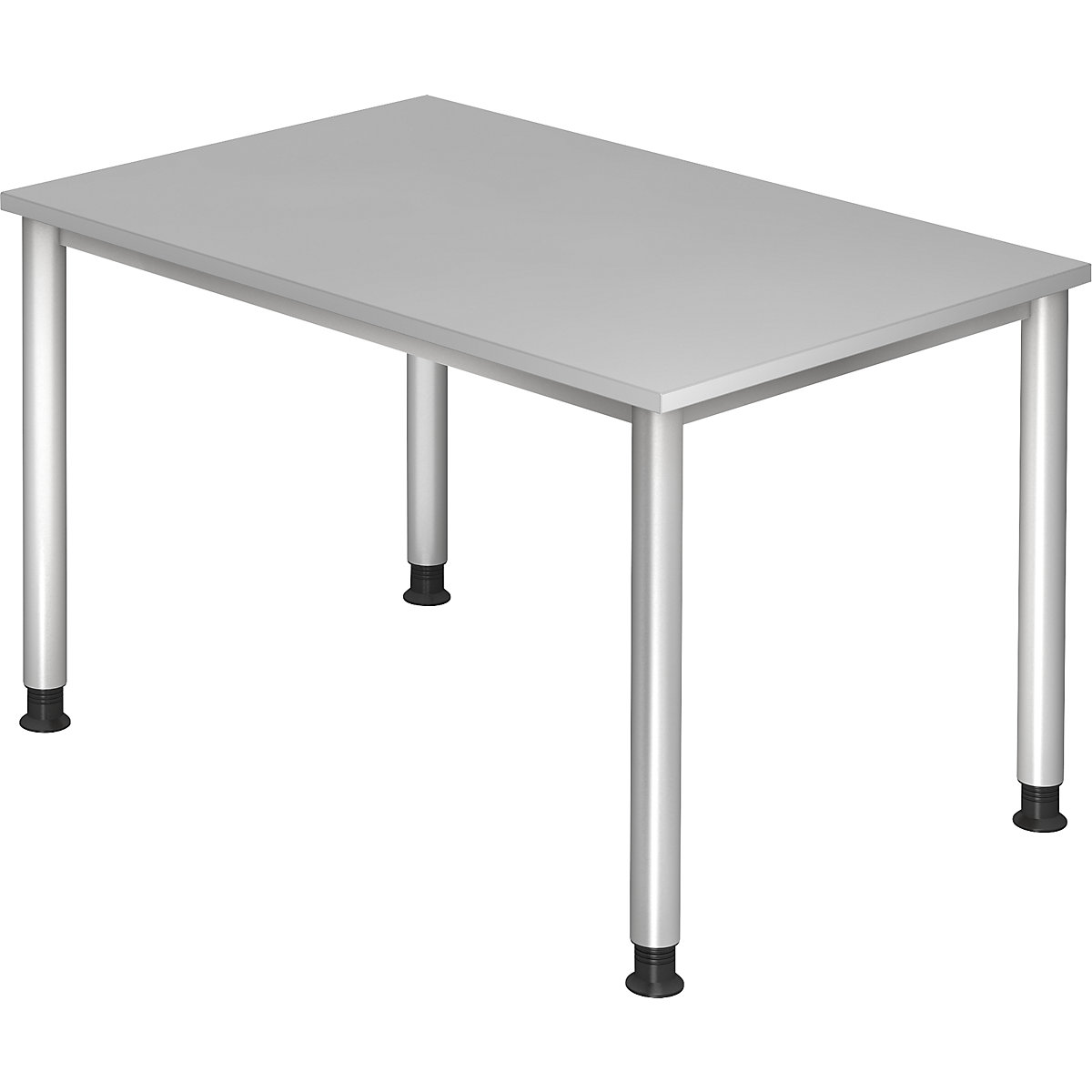 Biurko, wys. x głęb. 685 – 810 x 800 mm, 4 nogi z okrągłej rurki, szer. 1200 mm, srebrne aluminium / jasnoszare-0