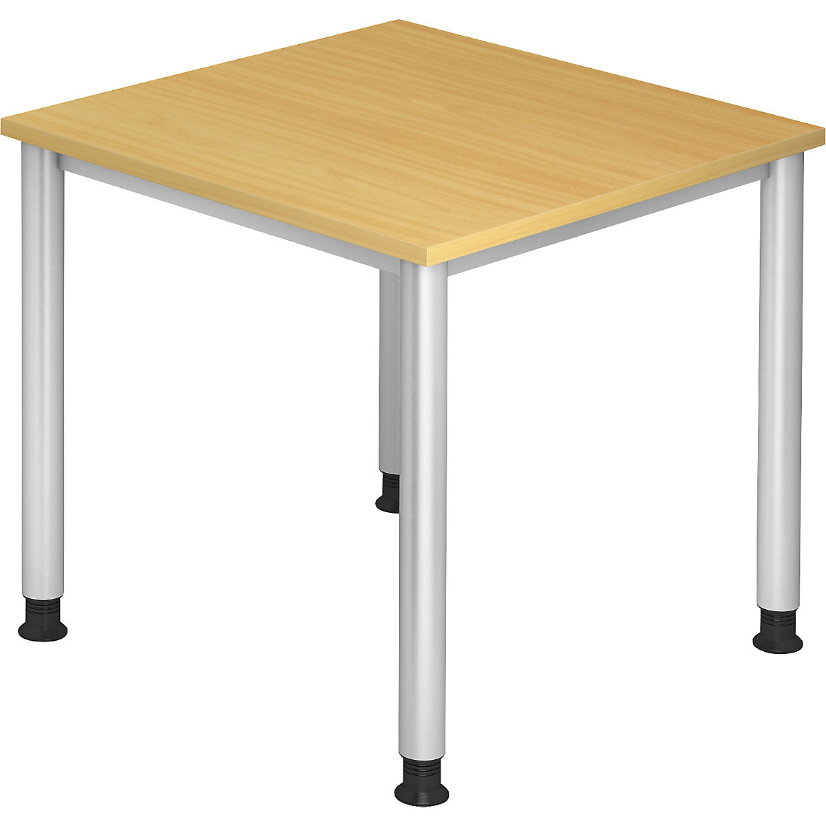 Biurko, wys. x głęb. 685 – 810 x 800 mm, 4 nogi z okrągłej rurki, szer. 800 mm, srebrne aluminium / buk-0