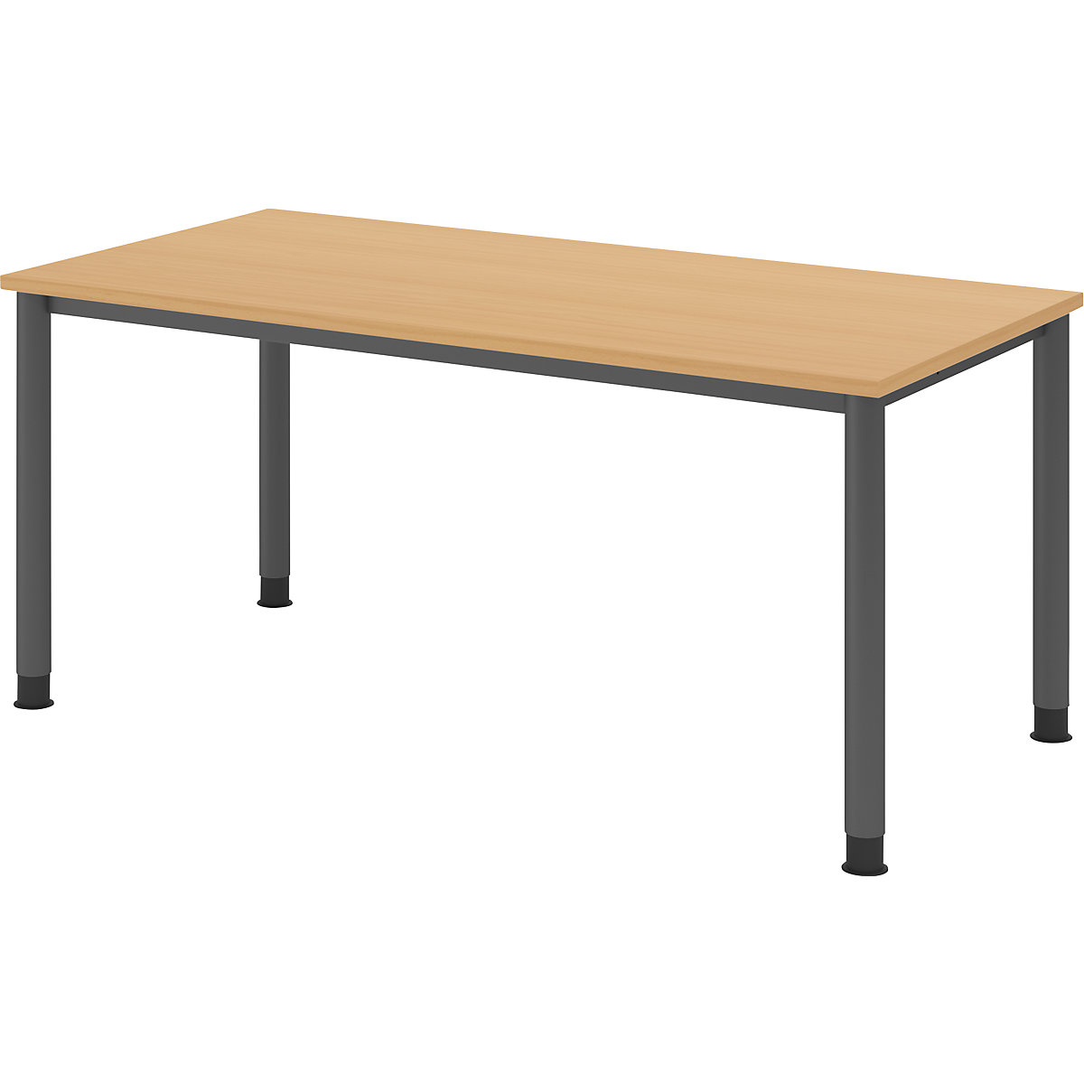 Biurko, wys. x głęb. 685 – 810 x 800 mm, 4 nogi z okrągłej rurki, szer. 1600 mm, grafitowe / buk-0