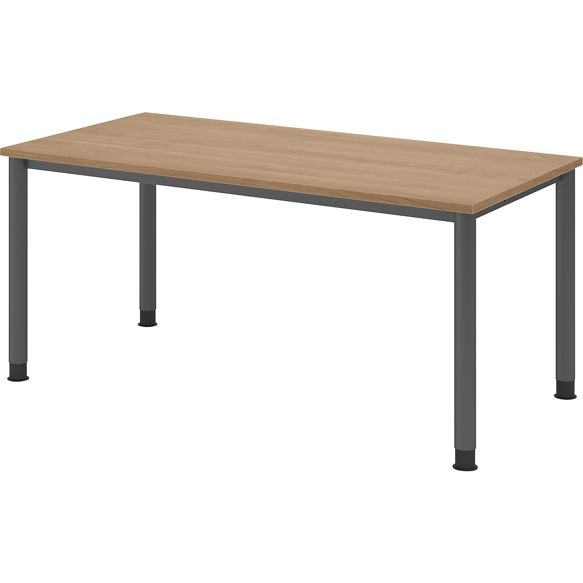 Biurko, wys. x głęb. 685 – 810 x 800 mm, 4 nogi z okrągłej rurki, szer. 1600 mm, grafitowe / orzech-0