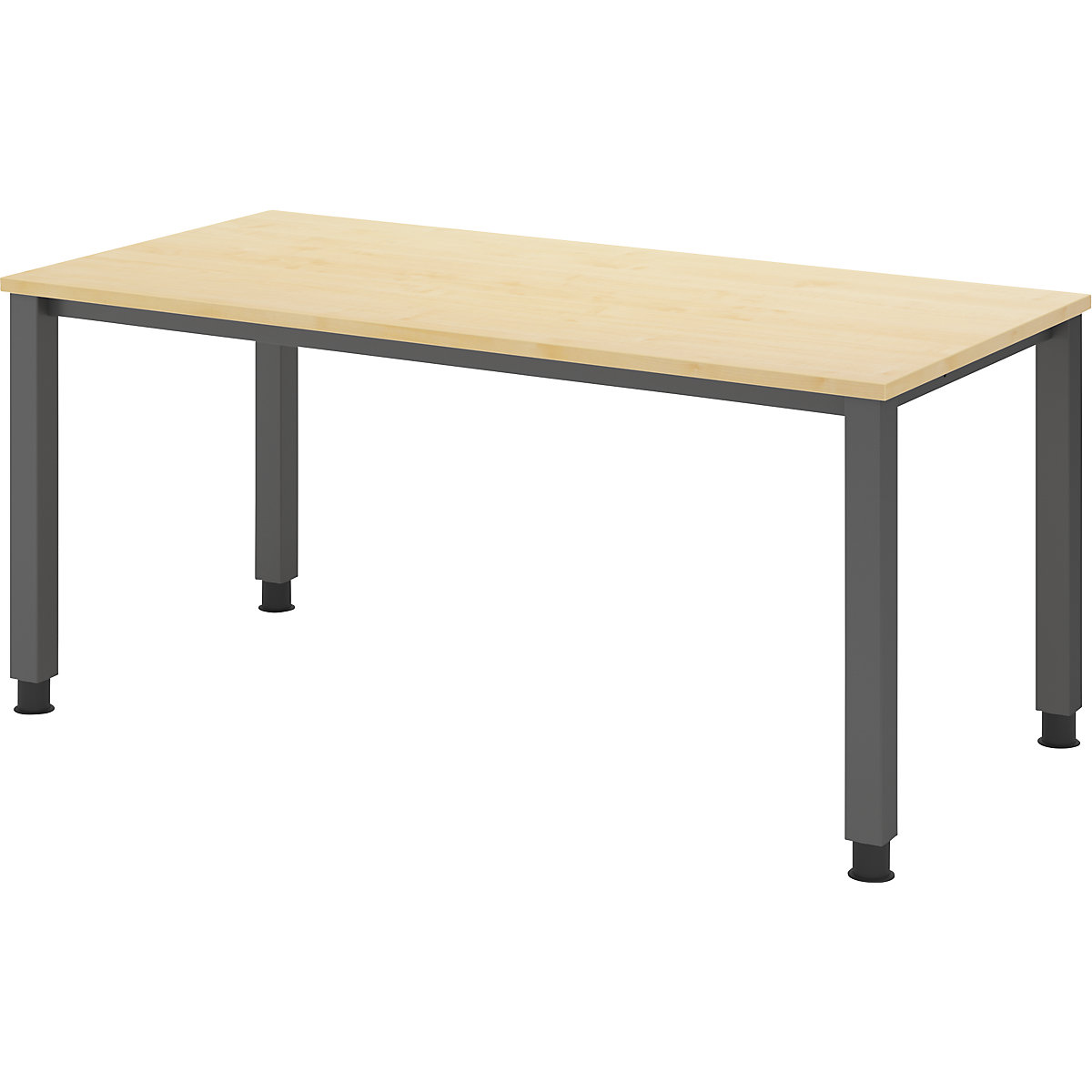 Biurko – eurokraft pro, szkielet na 4 nogach, szer. 1600 mm, grafitowe / klon-0
