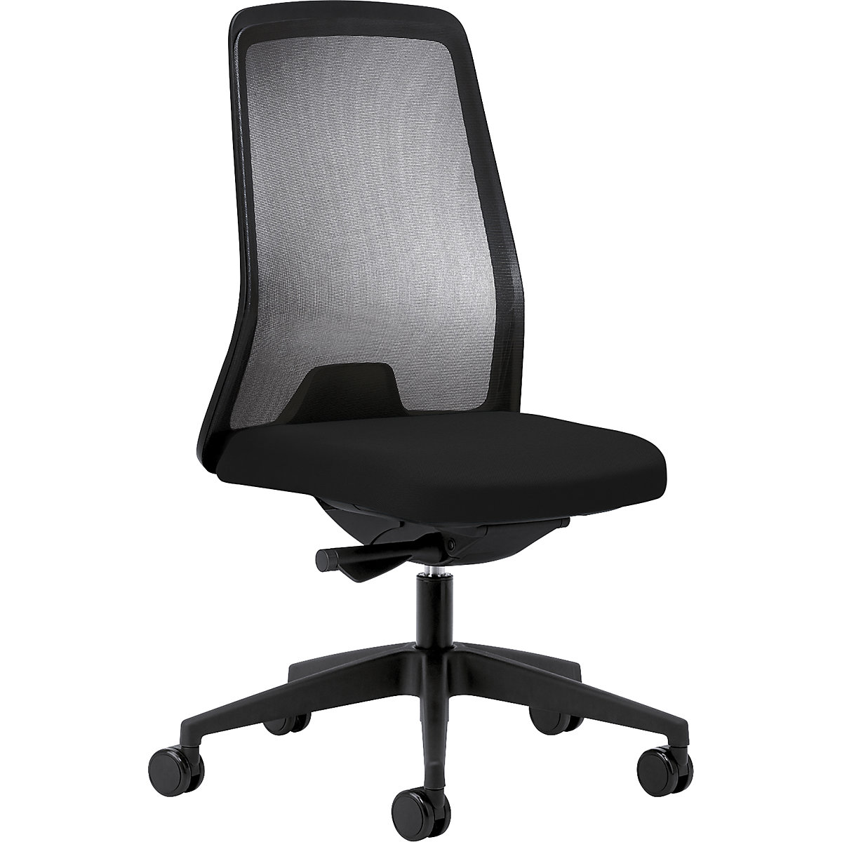 Krzesło obrotowe dla operatora EVERY, oparcie siatkowe, czarne – interstuhl