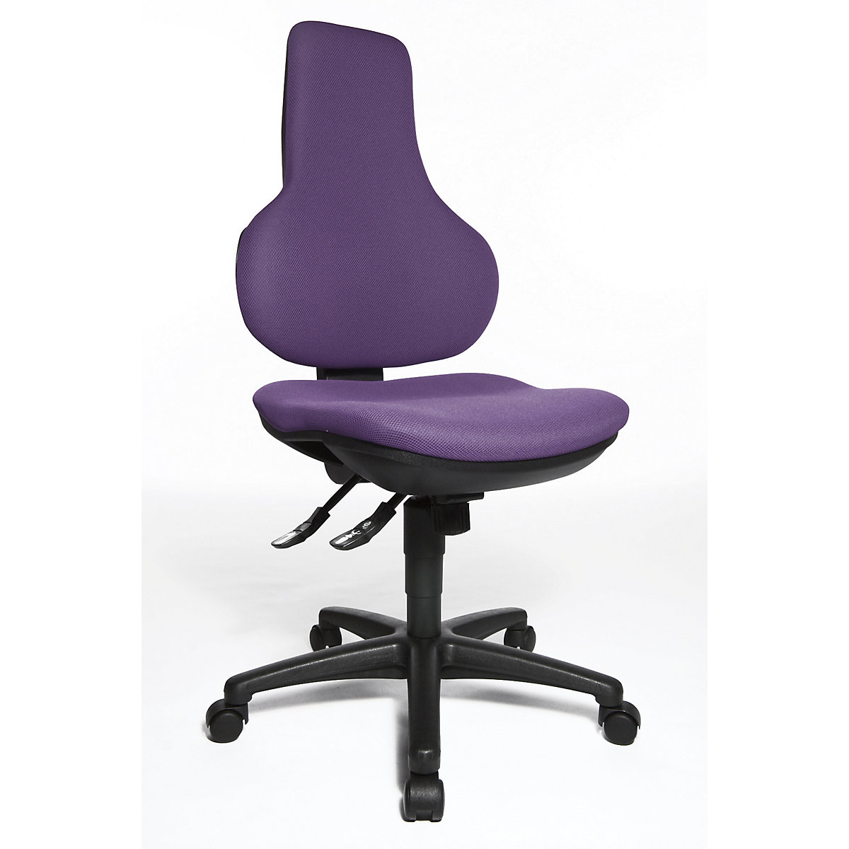 Obrotowe krzesło biurowe ERGO POINT SY – Topstar, z ergonomicznym oparciem z regulacją wysokości, liliowe-3