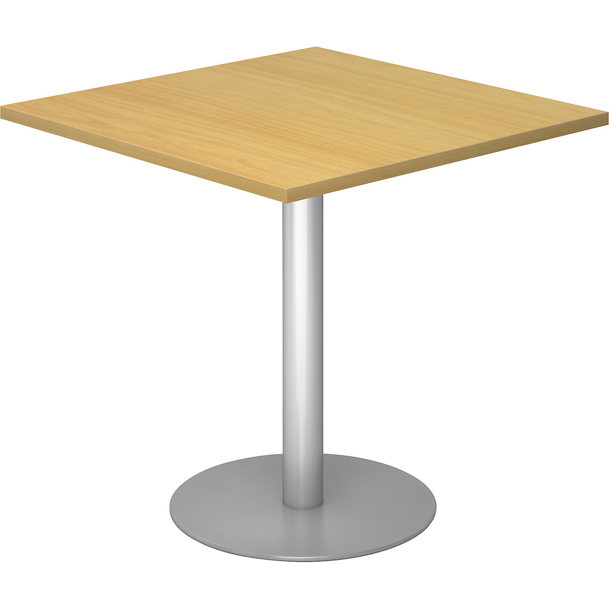 Stół negocjacyjny, dł. x szer. 800 x 800 mm, wys. 755 mm, szkielet srebrny, blat imitacja buku-0
