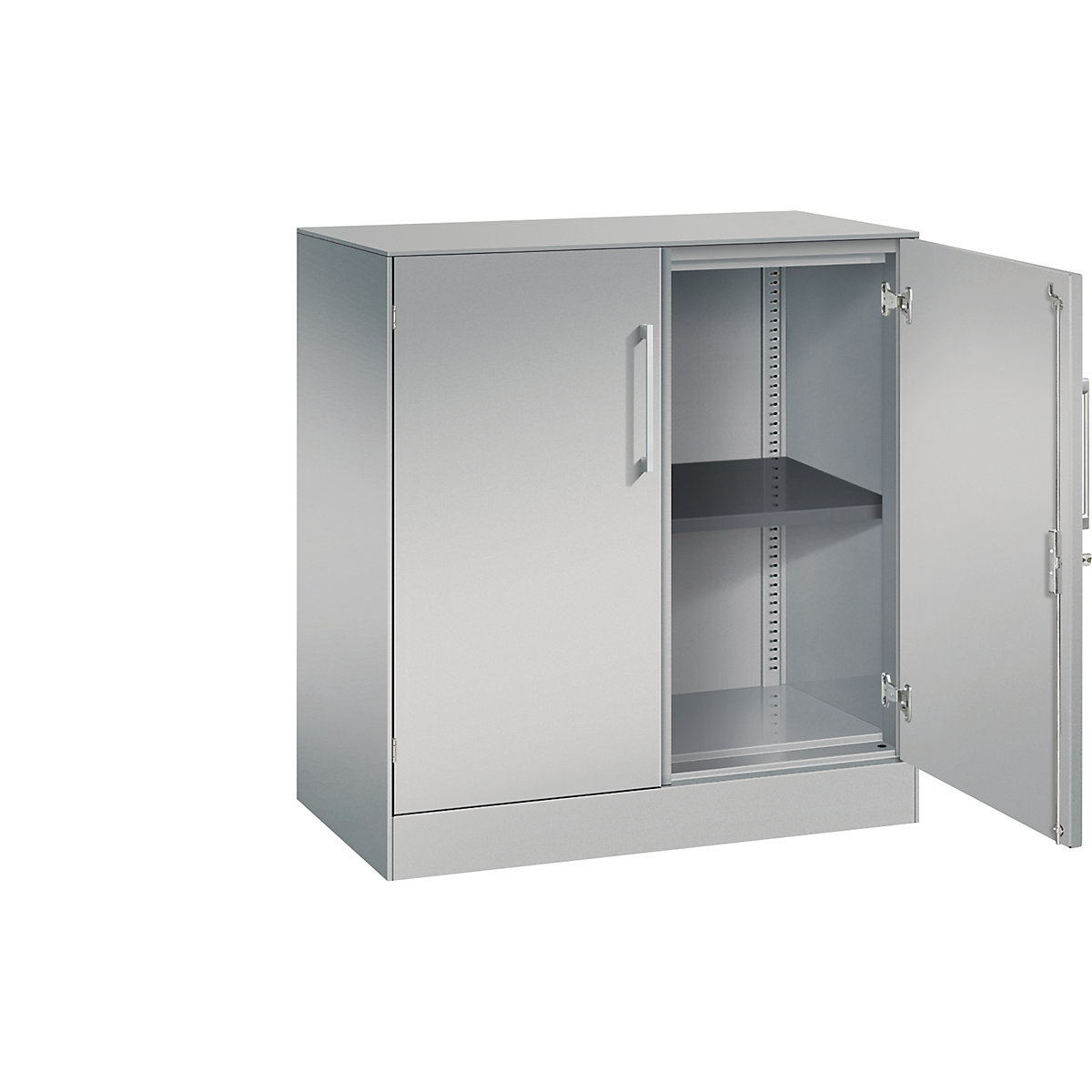 Szafa z drzwiami skrzydłowymi ASISTO, wys. 897 mm – C+P, szer. 800 mm, 1 półka, białe aluminium/białe aluminium-0