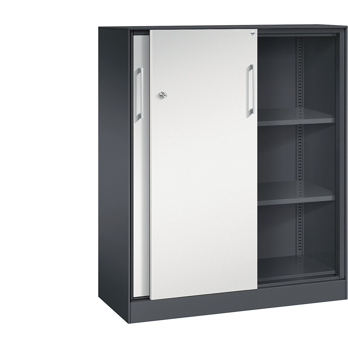 Szafa z przesuwnymi drzwiami ASISTO, wys. 1292 mm – C+P, szer. 1000 mm, czarno-szary/jasnoszary-0