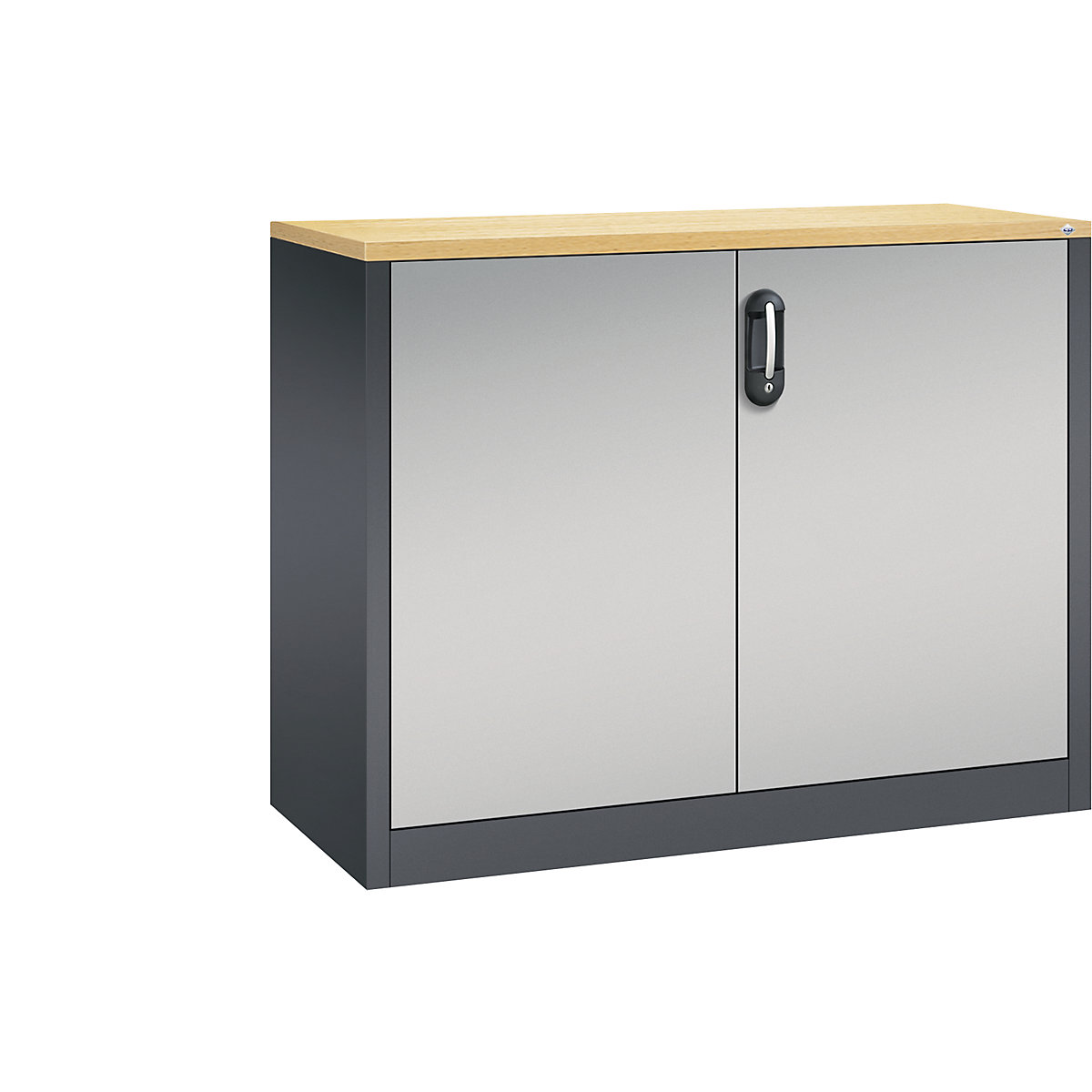 Szafka boczna na dokumenty ACURADO – C+P, 2 wys. segregatora, wys. x szer. x głęb. 1000 x 1200 x 500 mm, czarno-szary / biały aluminium-0