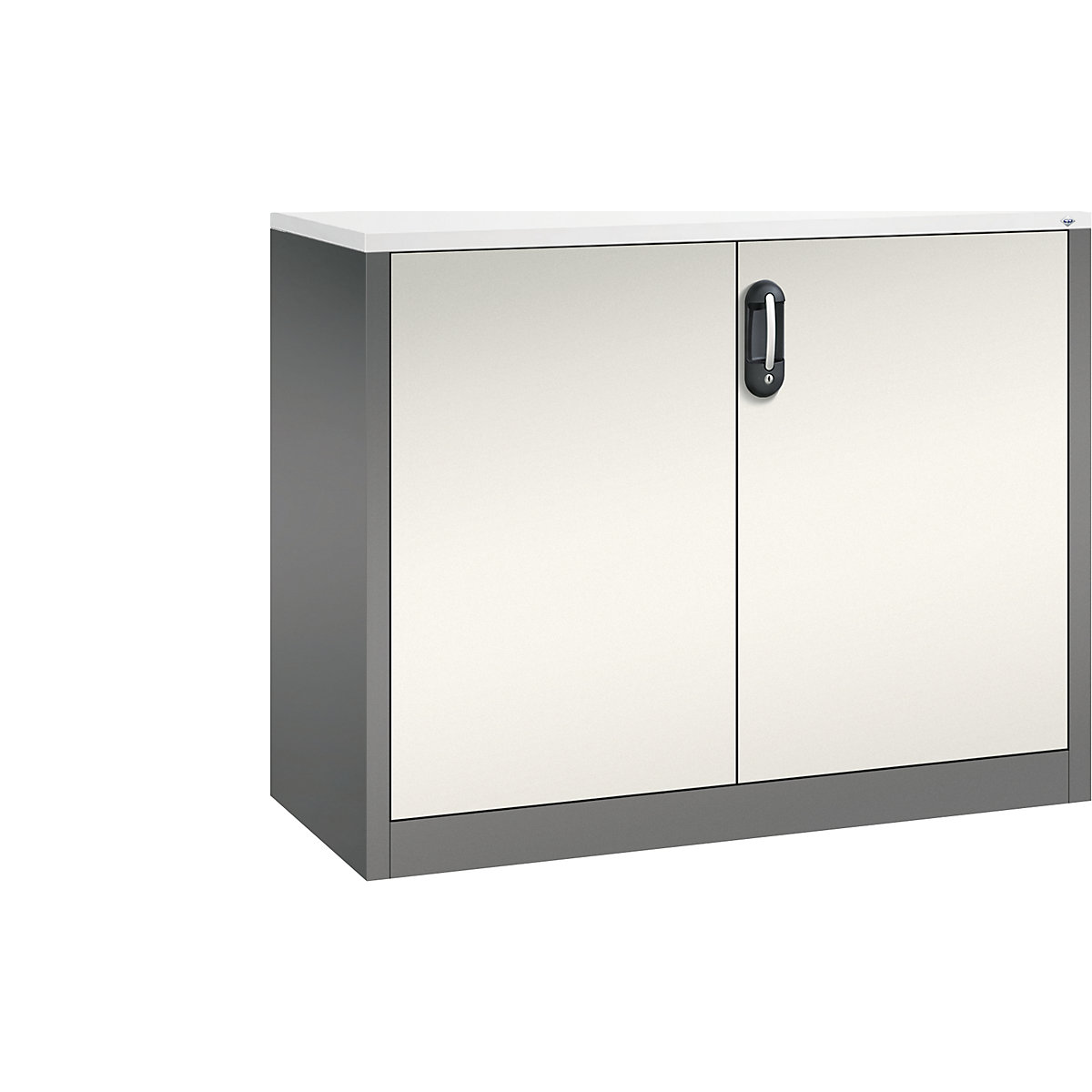 Szafka boczna na dokumenty ACURADO – C+P, 2 wys. segregatora, wys. x szer. x głęb. 1000 x 1200 x 500 mm, szary / perłowo-biały-0