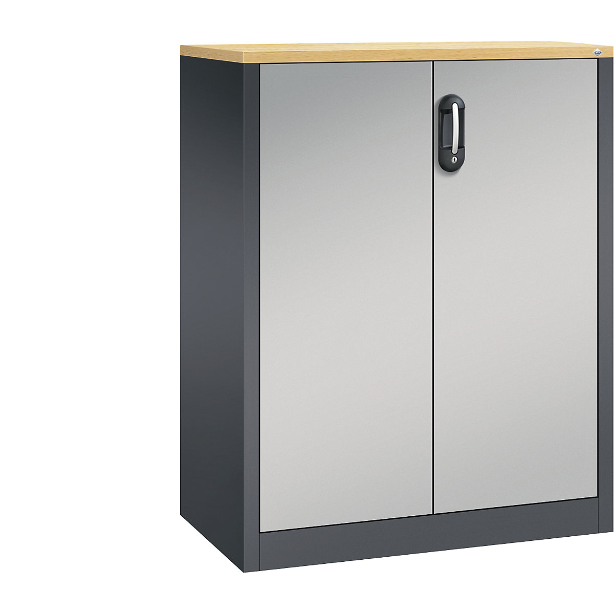 Szafka boczna na dokumenty ACURADO – C+P, 3 wys. segregatora, wys. x szer. x głęb. 1200 x 930 x 500 mm, czarno-szary / biały aluminium-0