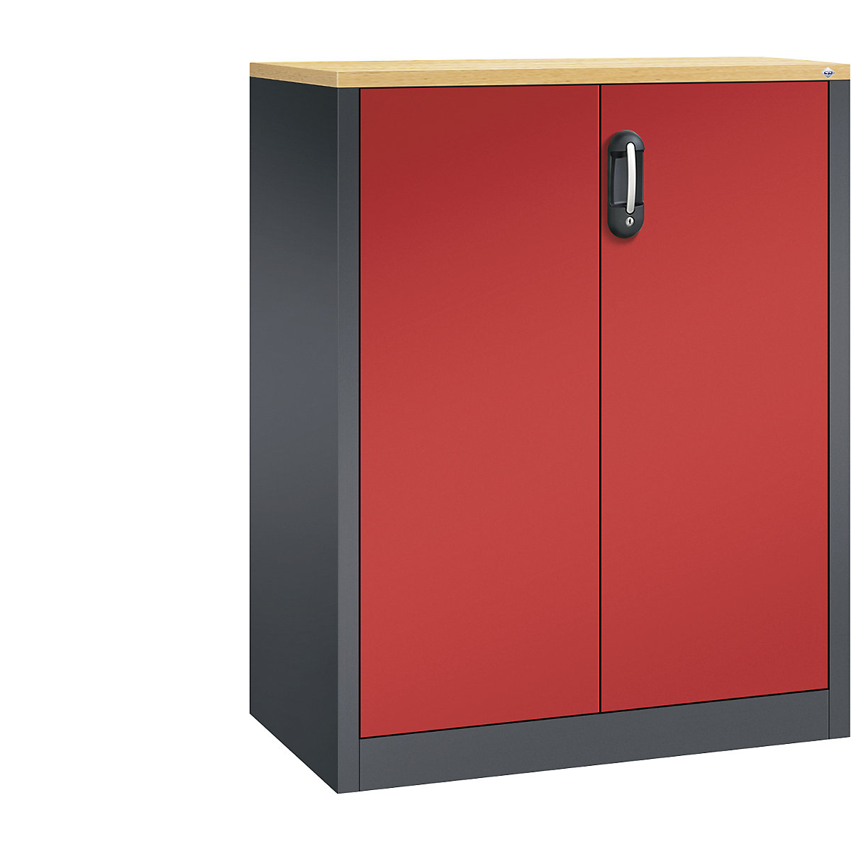 Szafka boczna na dokumenty ACURADO – C+P, 3 wys. segregatora, wys. x szer. x głęb. 1200 x 930 x 500 mm, czarno-szary / czerwony-0
