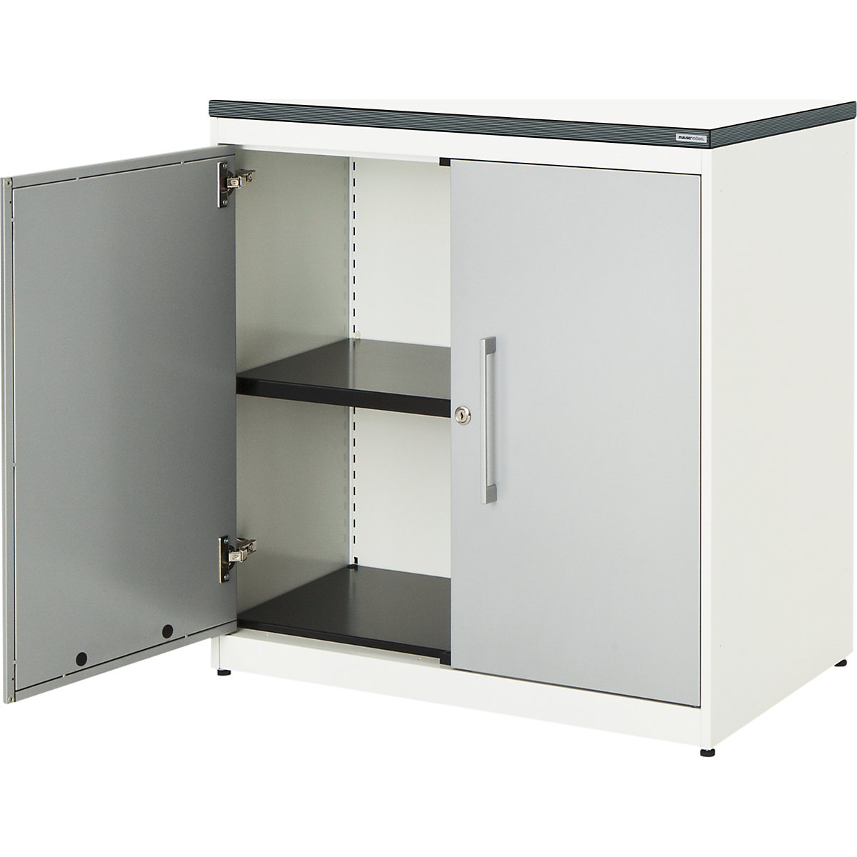 Szafa z drzwiami skrzydłowymi – mauser, wys. x szer. 830 x 800 mm, płyta z tworzywa, 1 półka, biały / białe aluminium / biały-0