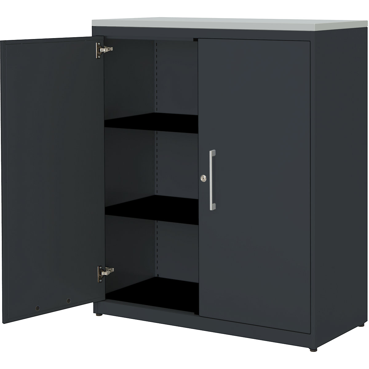 Szafa z drzwiami skrzydłowymi – mauser, wys. x szer. 1180 x 1000 mm, płyta z tworzywa, 2 półki, antracytowo-szary / antracytowo-szary / jasnoszary-0