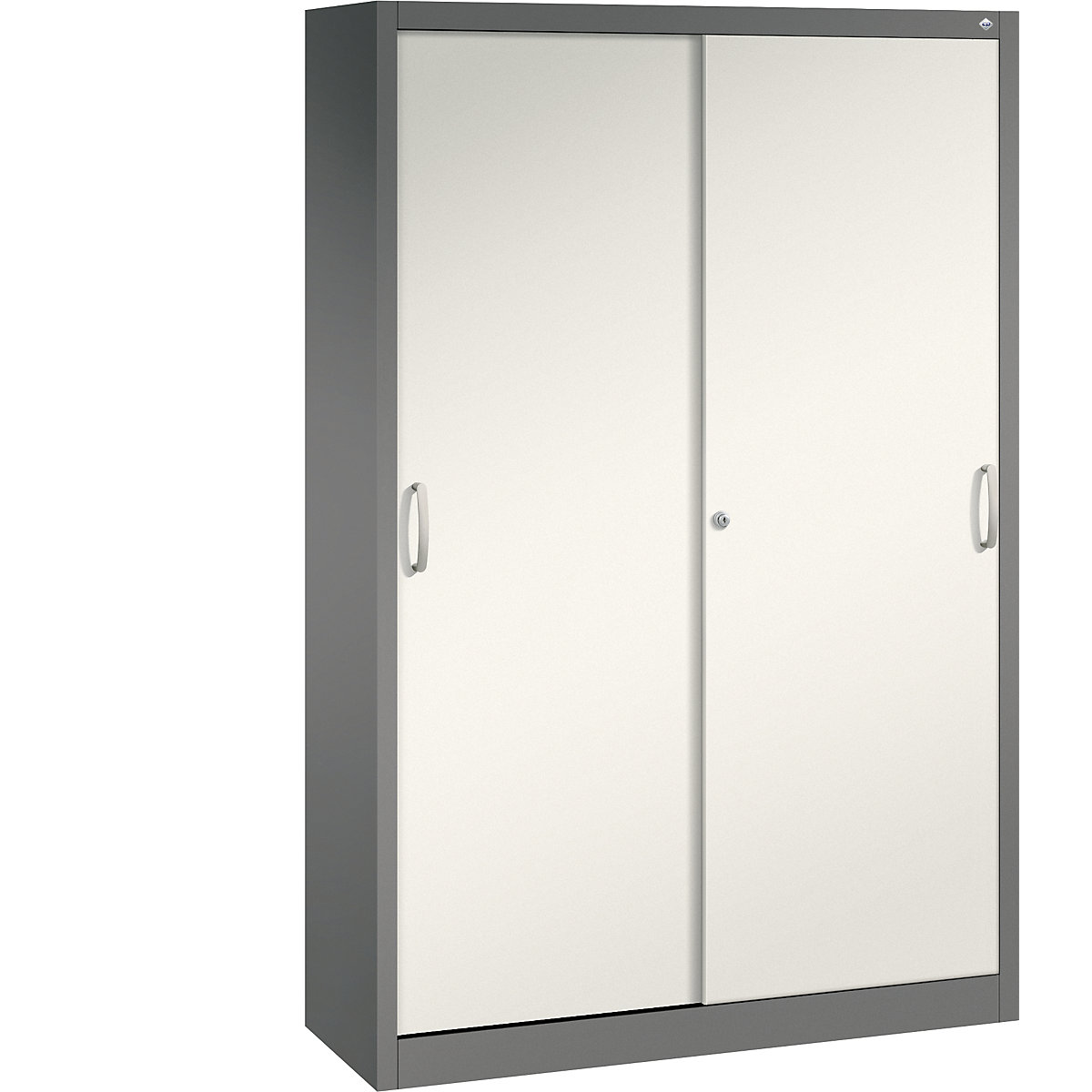 Szafa z przesuwnymi drzwiami ACURADO – C+P, 4 półki, wys. x szer. x głęb. 1950 x 1200 x 400 mm, szara / perłowo-biała-0