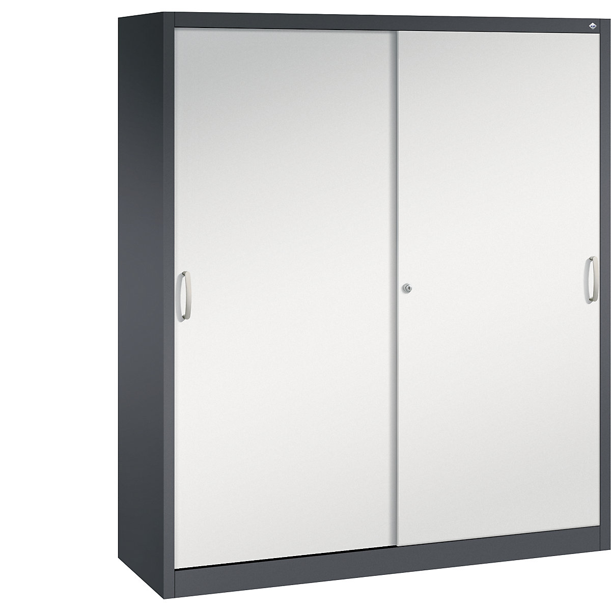 Szafa z przesuwnymi drzwiami ACURADO – C+P, 8 półek, wys. x szer. x głęb. 1950 x 1600 x 500 mm, czarno-szara / jasnoszara-0