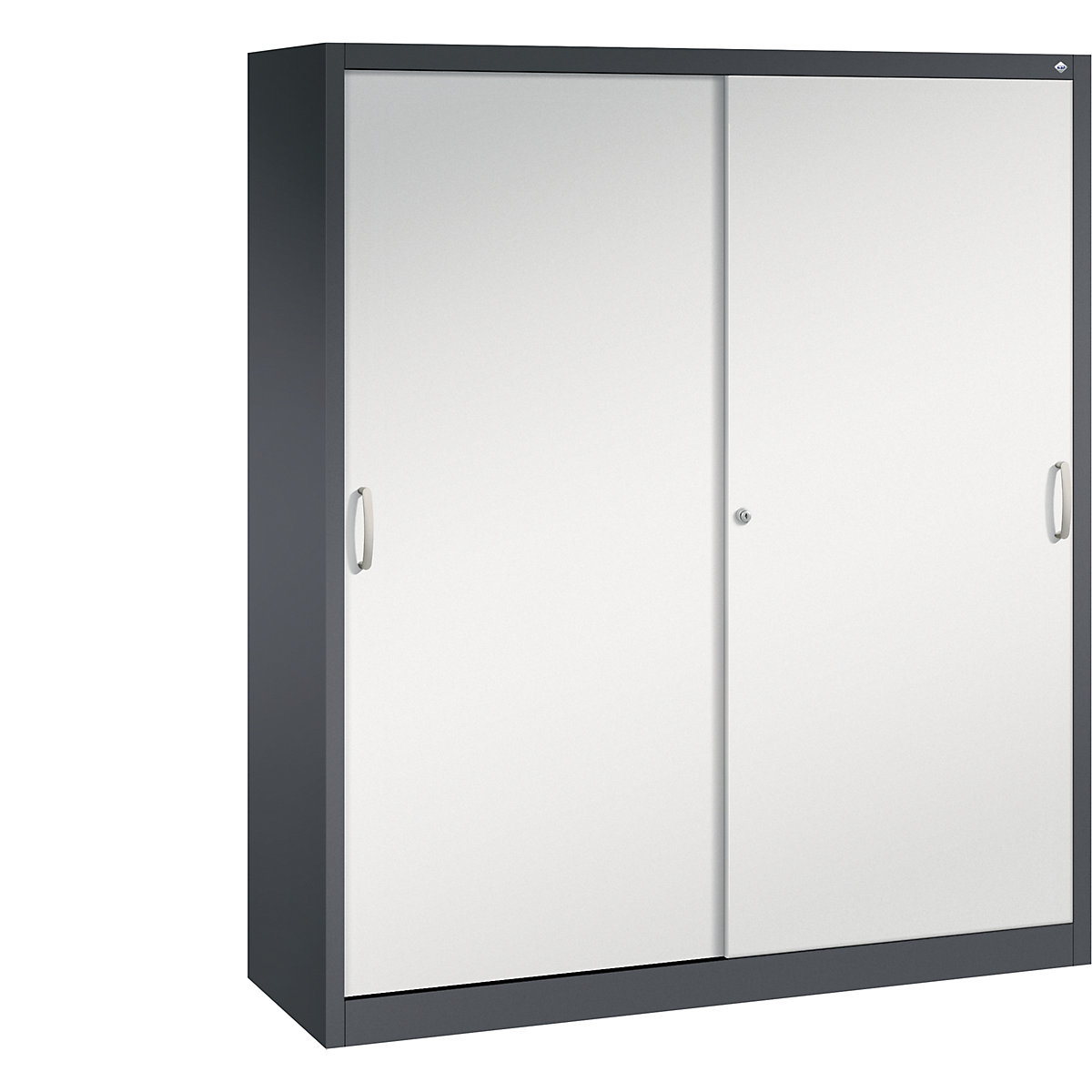 Szafa z przesuwnymi drzwiami ACURADO – C+P, 12 drążków wahadłowych, wys. x szer. x głęb. 1950 x 1600 x 500 mm, czarno-szara / jasnoszara-0