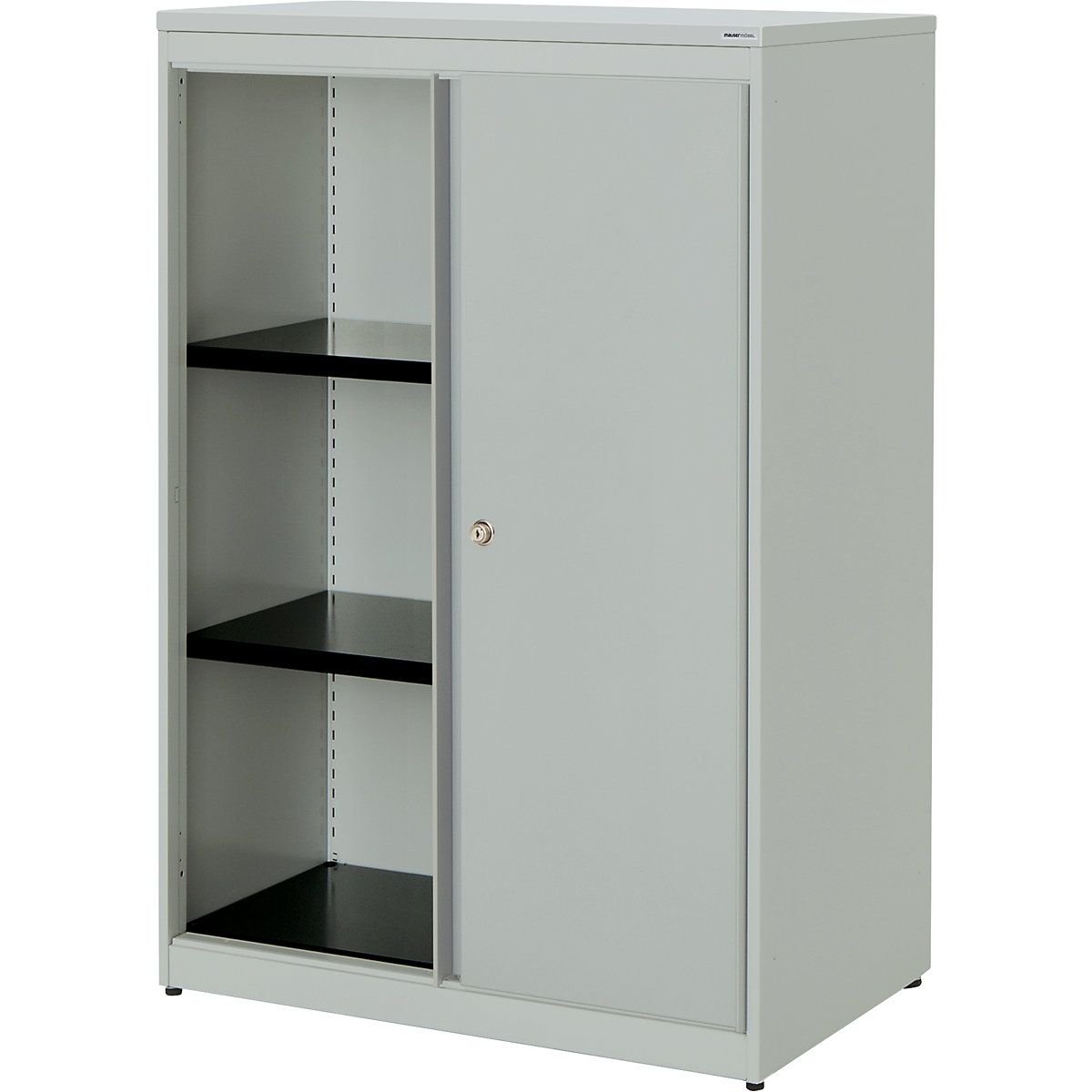 Szafa z przesuwnymi drzwiami – mauser, wys. x szer. x głęb. 1180 x 800 x 432 mm, płyta z tworzywa, 2 półki, jasnoszary / jasnoszary / jasnoszary-0